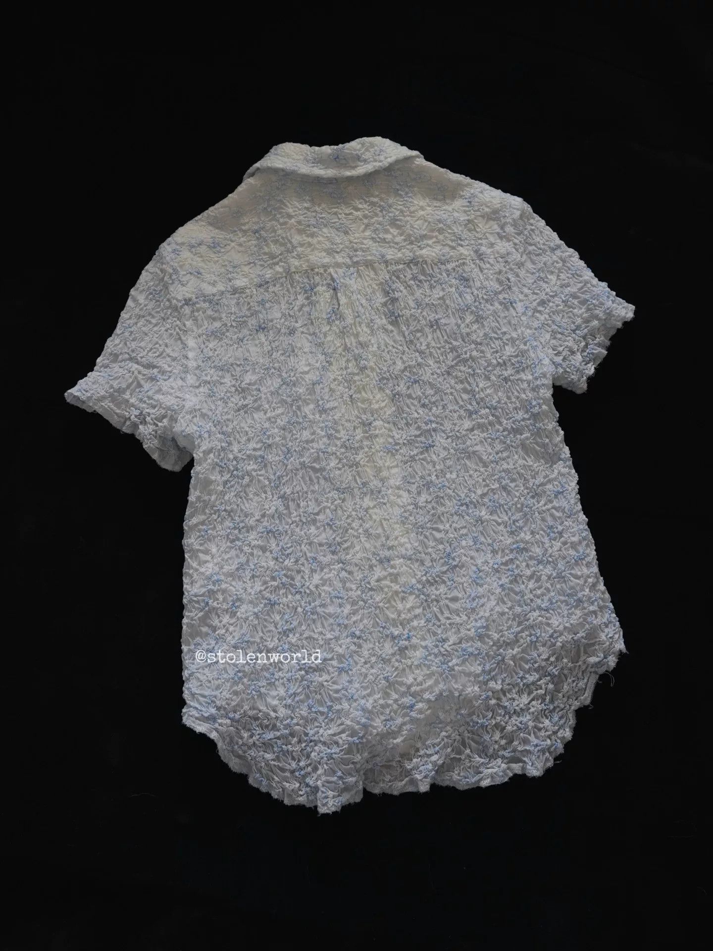 Comme des Garcons Comme des Garçons Light Blue Embroidered Pleated Shirt Size M / US 6-8 / IT 42-44 - 4 Thumbnail