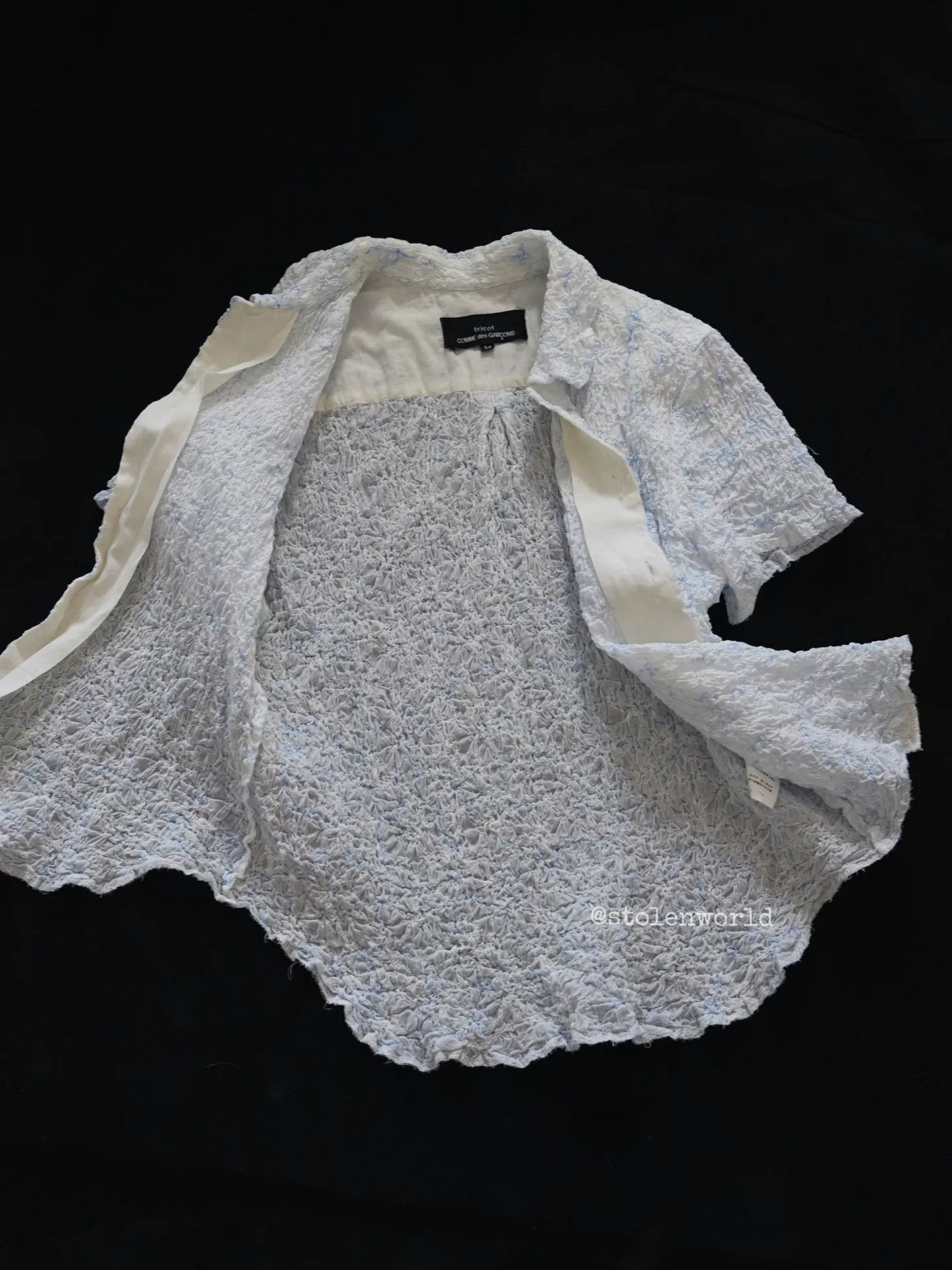 Comme des Garcons Comme des Garçons Light Blue Embroidered Pleated Shirt Size M / US 6-8 / IT 42-44 - 6 Thumbnail