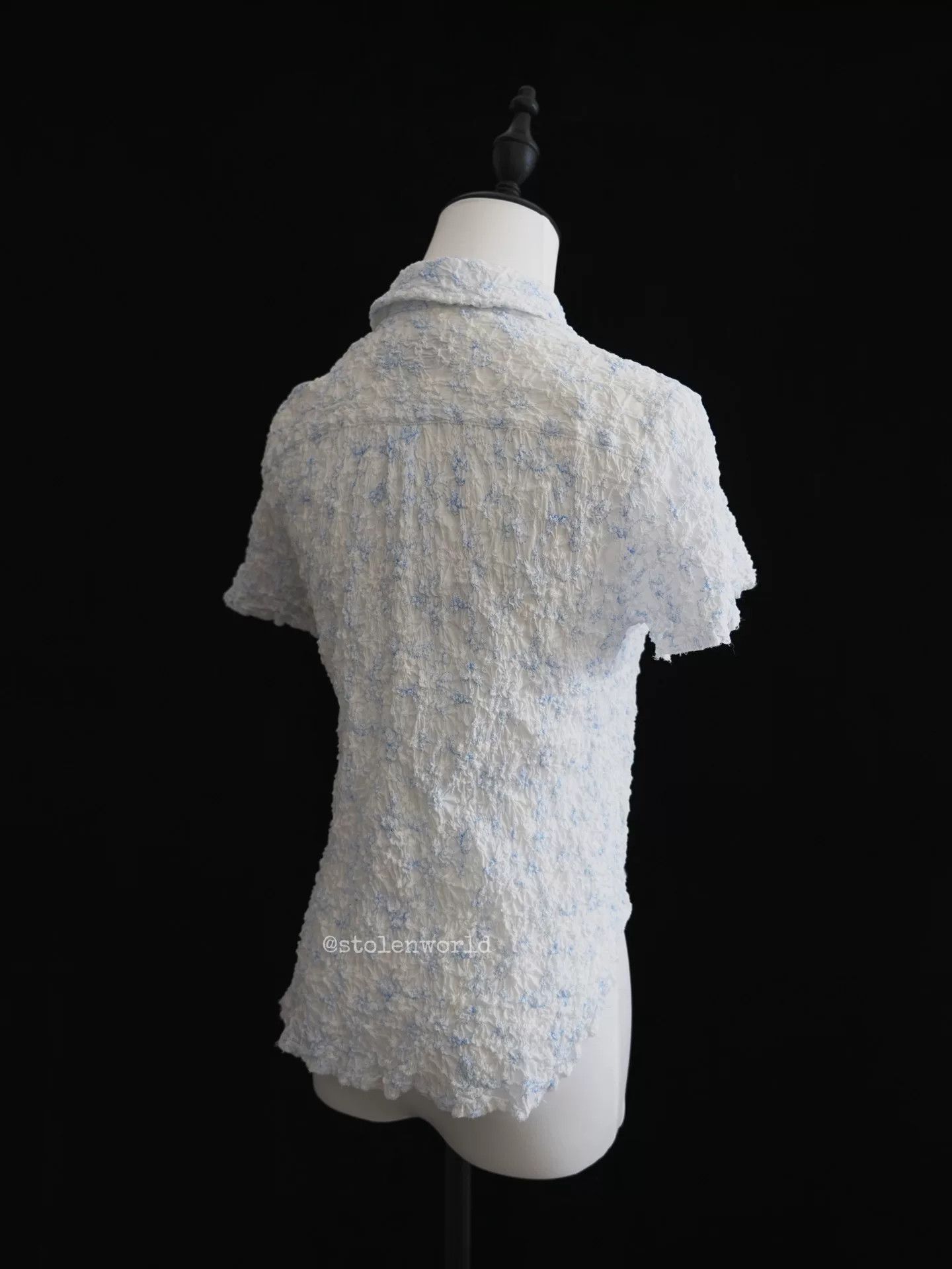 Comme des Garcons Comme des Garçons Light Blue Embroidered Pleated Shirt Size M / US 6-8 / IT 42-44 - 7 Thumbnail