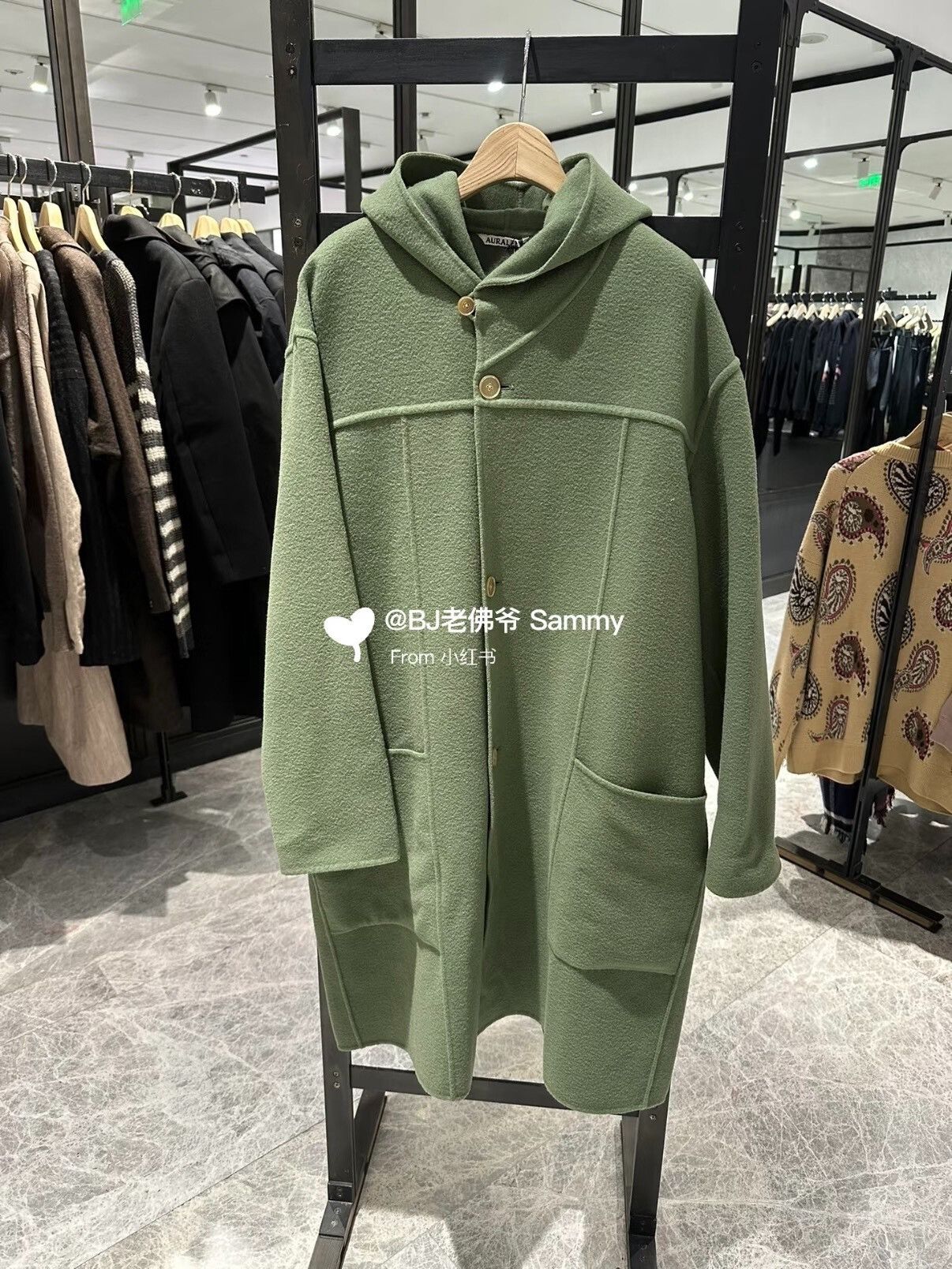 Auralee Auralee 22AW Grass Green Wool Hooded Coat Size US XXL / EU 58 / 5 - 5 Thumbnail