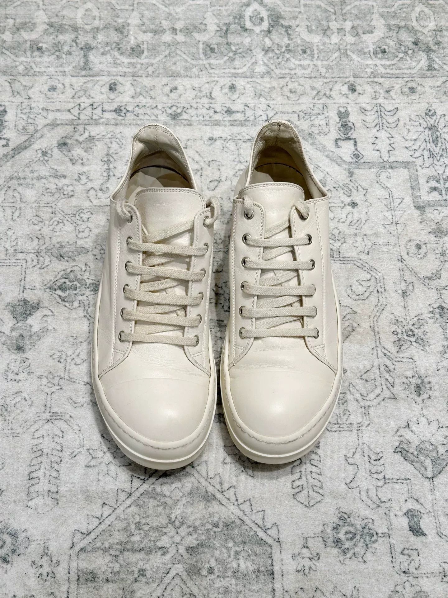 Rick Owens Rick Owens Milk White Leather Low-Top Sneakers Size US 9 / EU 42 - 2 Thumbnail