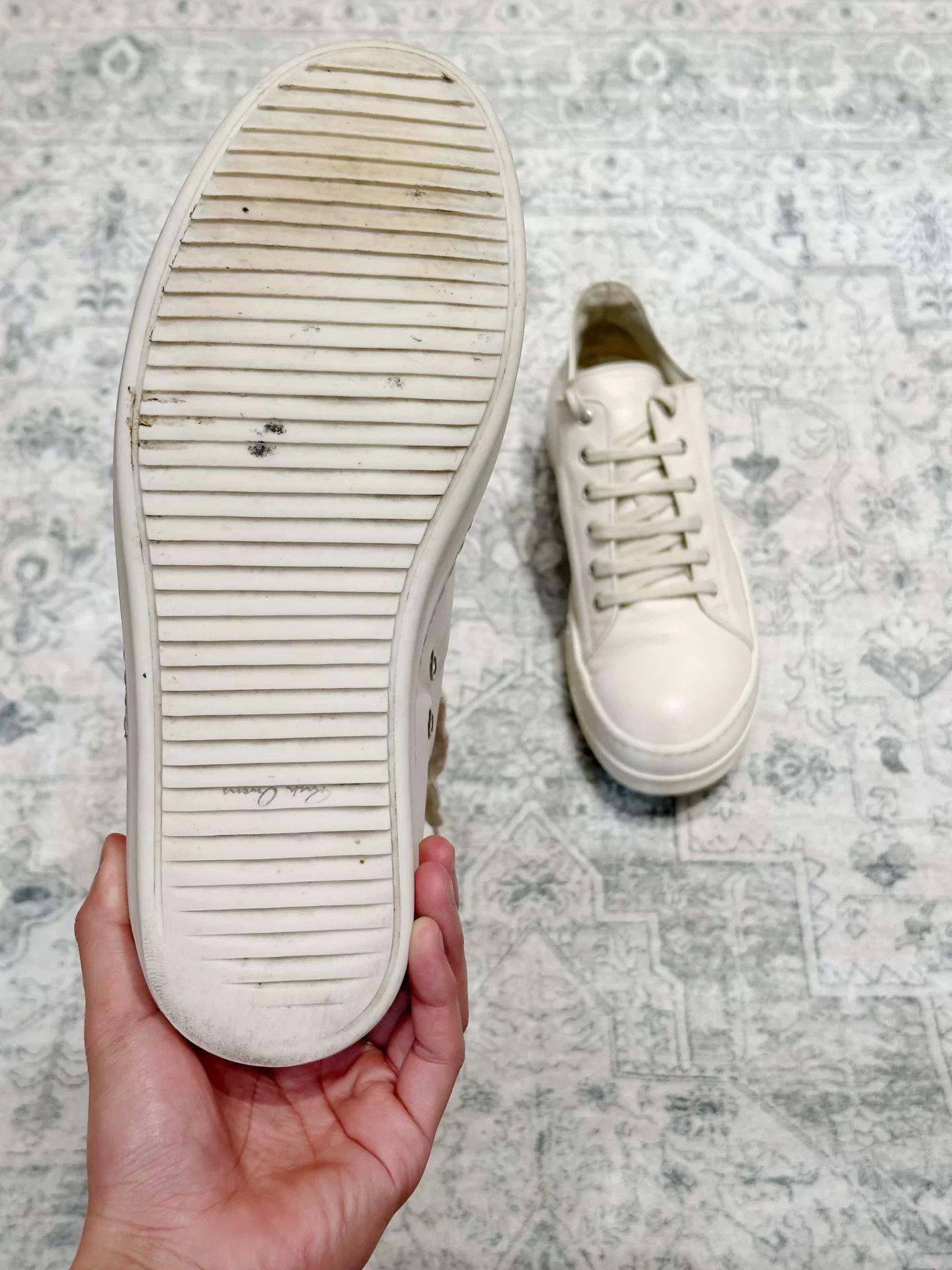 Rick Owens Rick Owens Milk White Leather Low-Top Sneakers Size US 9 / EU 42 - 8 Thumbnail
