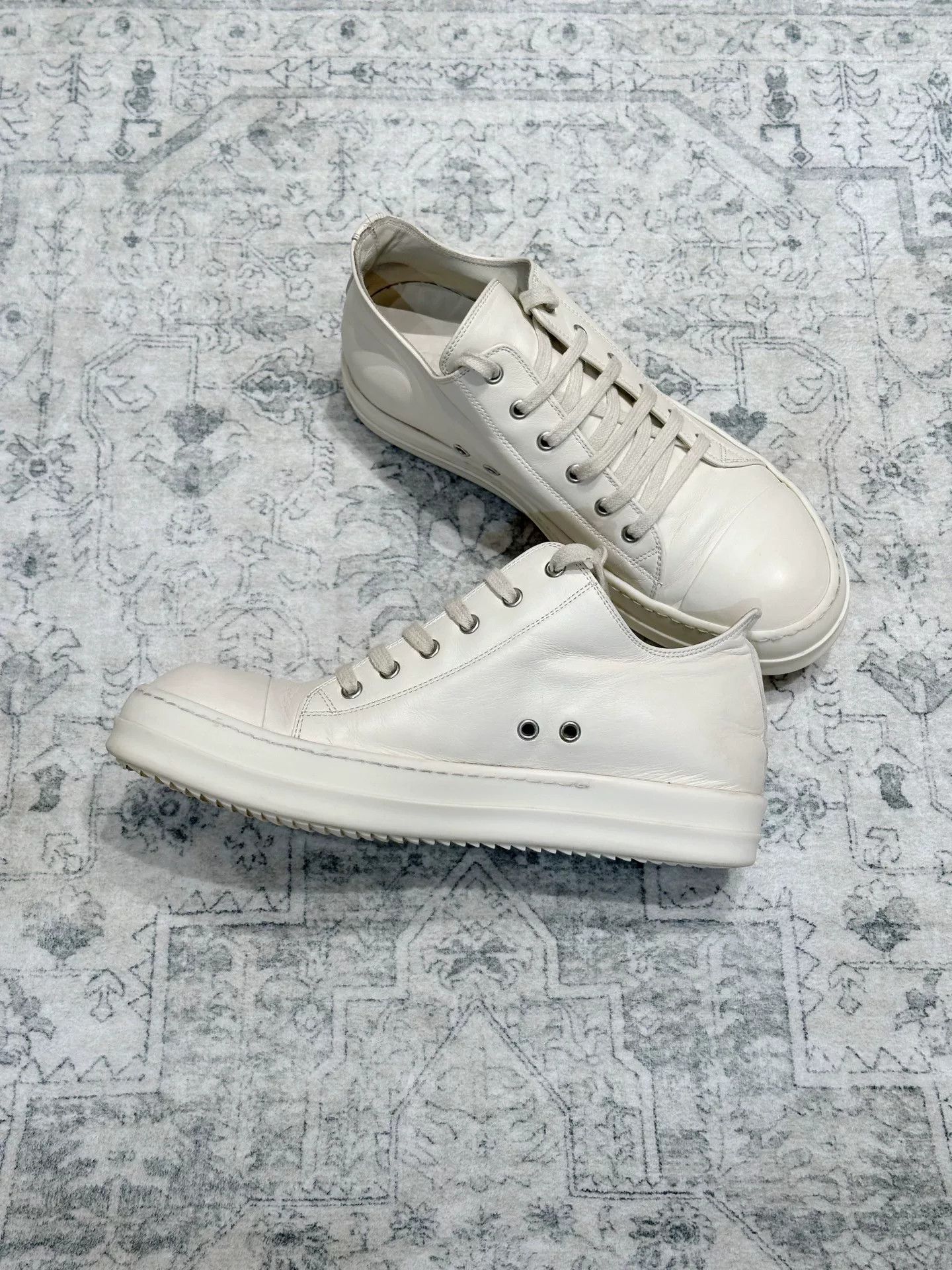Rick Owens Rick Owens Milk White Leather Low-Top Sneakers Size US 9 / EU 42 - 5 Thumbnail