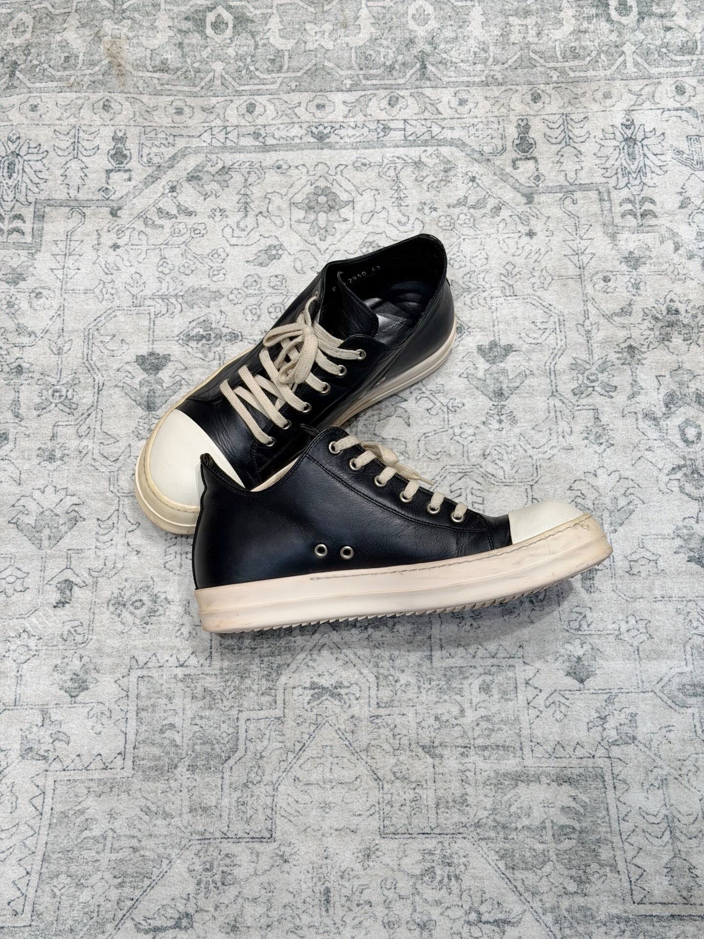 Rick Owens Rick Owens Low-Top Leather Black White Size US 10 / EU 43 - 6 Thumbnail