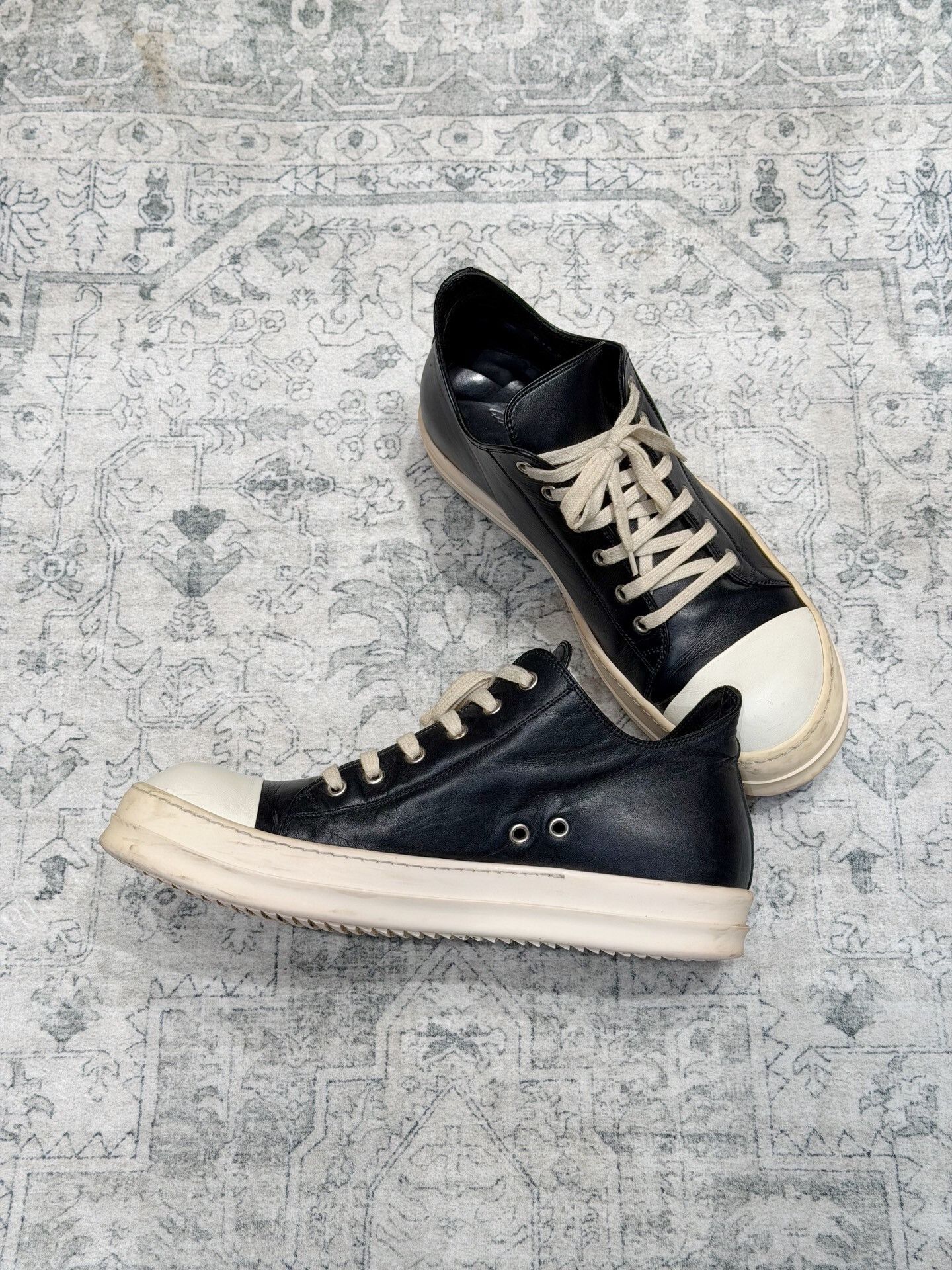 Rick Owens Rick Owens Low-Top Leather Black White Size US 10 / EU 43 - 5 Thumbnail