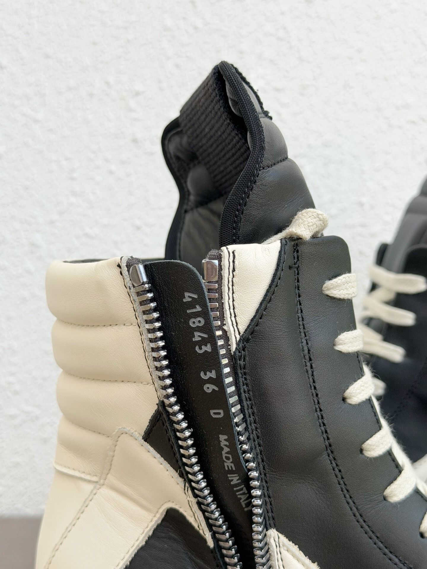 Rick Owens Rick Owens New Black White Leather High-Top Size US 5 / IT 35 - 8 Thumbnail