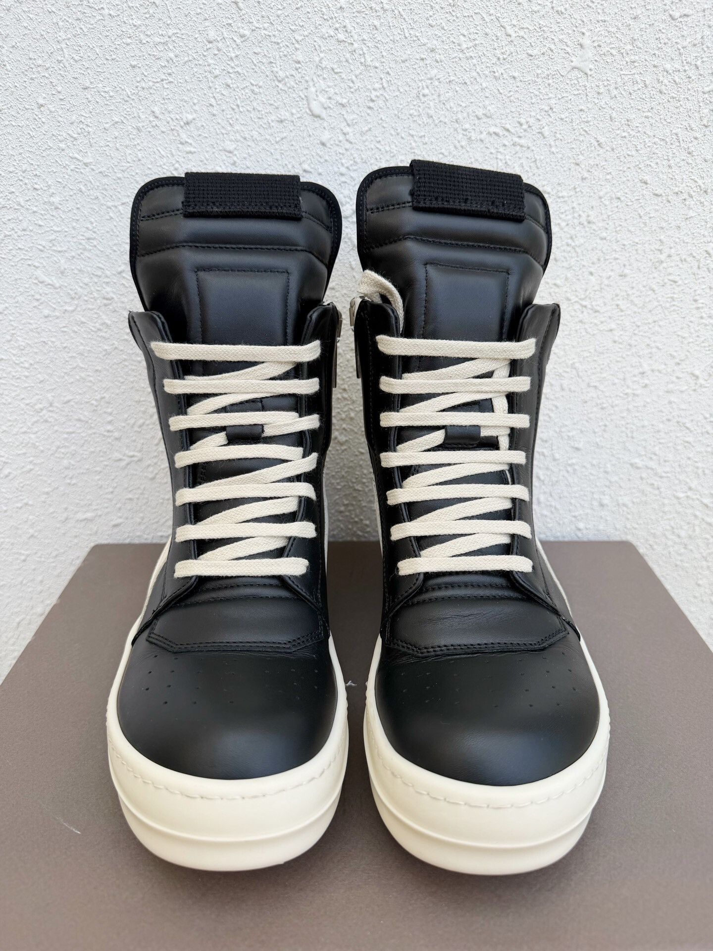 Rick Owens Rick Owens New Black White Leather High-Top Size US 5 / IT 35 - 3 Thumbnail