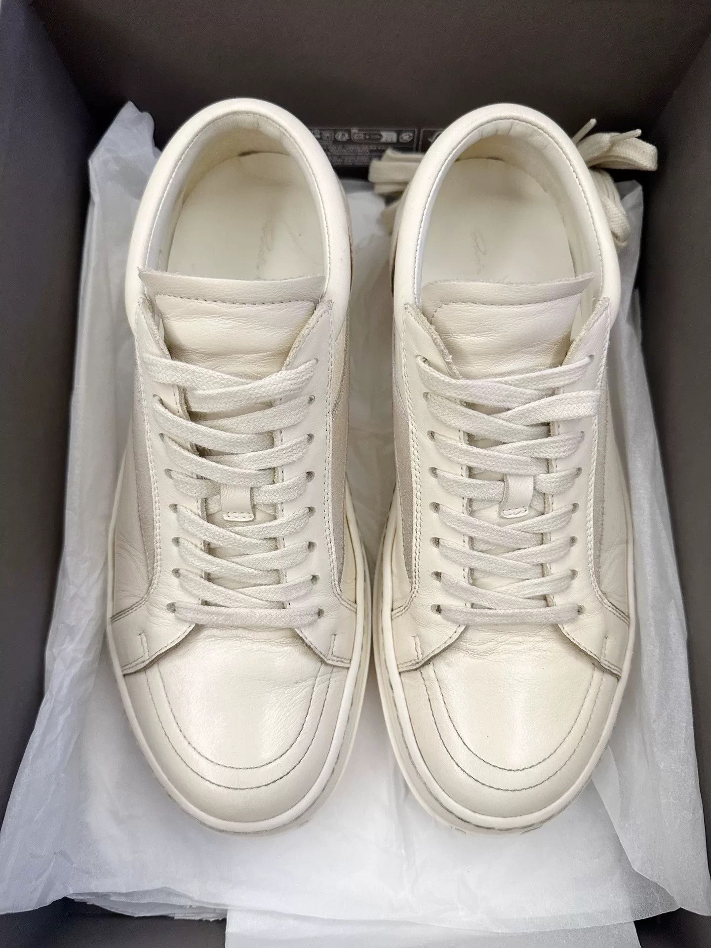 Rick Owens Rick Owens White Milk Low-Top Sneakers Size US 7 / EU 40 - 4 Thumbnail