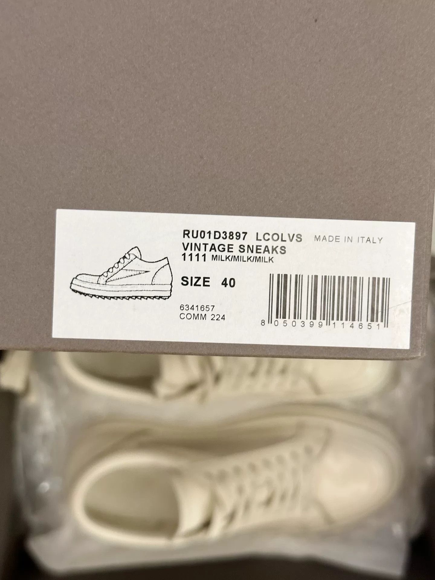 Rick Owens Rick Owens White Milk Low-Top Sneakers Size US 7 / EU 40 - 8 Thumbnail