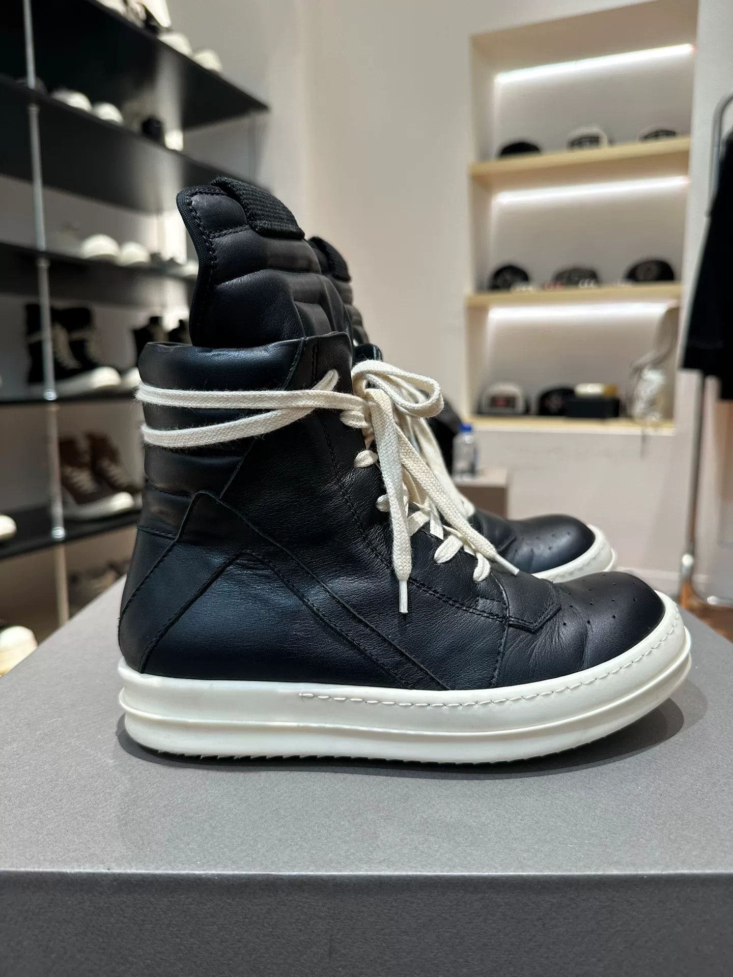 Rick Owens Rick Owens Classic Black Leather High-Top Size US 4.5 / IT 34.5 - 4 Thumbnail