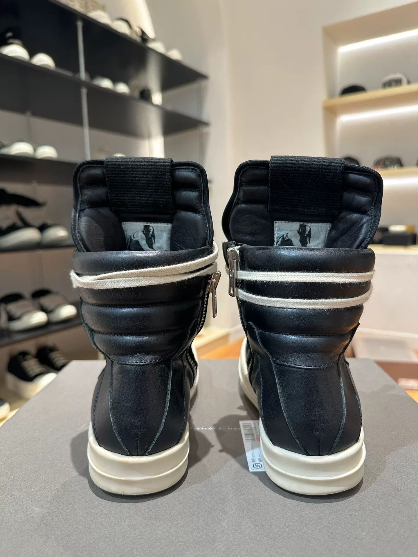 Rick Owens Rick Owens Classic Black Leather High-Top Size US 4.5 / IT 34.5 - 6 Thumbnail