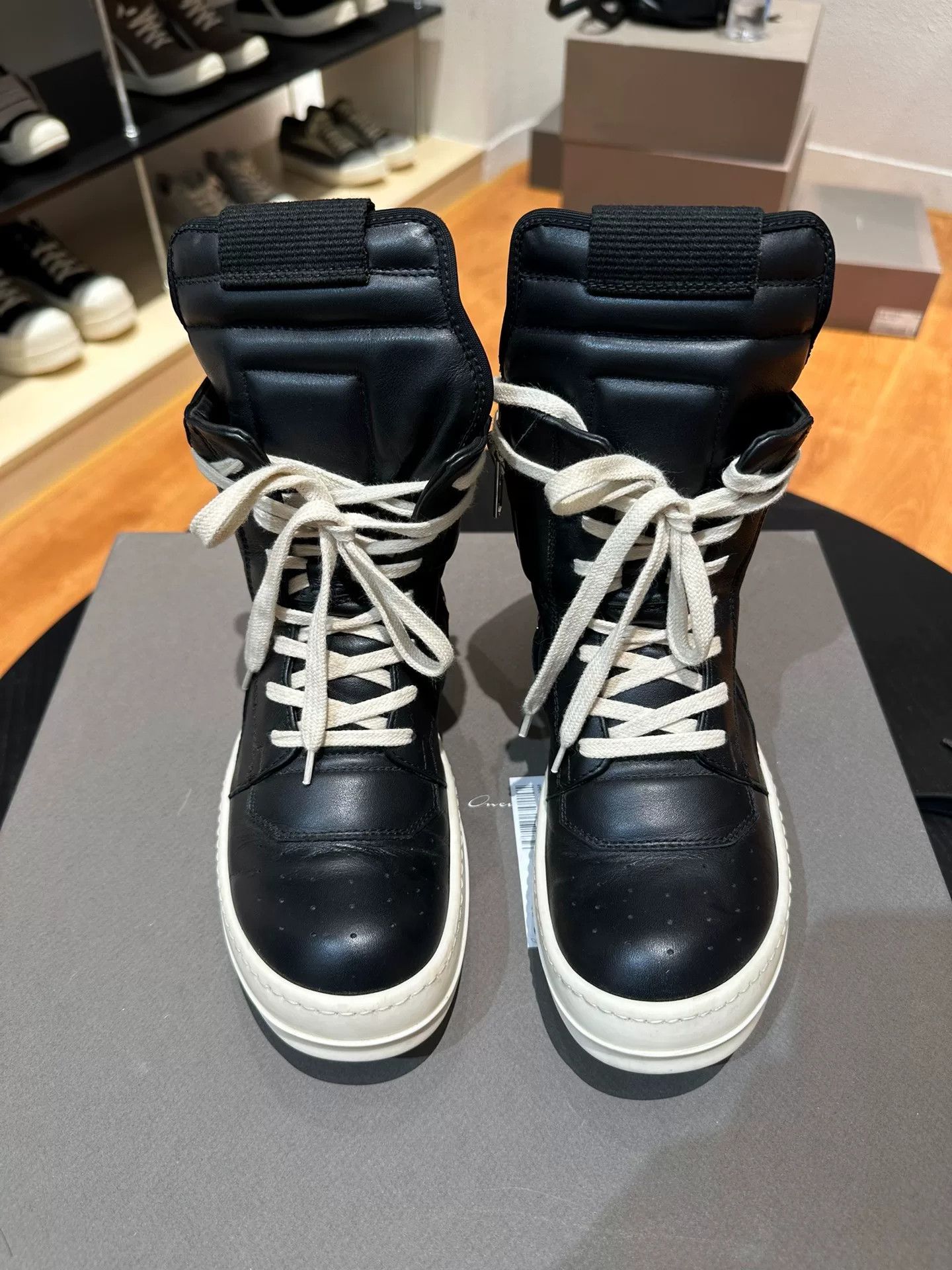 Rick Owens Rick Owens Classic Black Leather High-Top Size US 4.5 / IT 34.5 - 2 Thumbnail