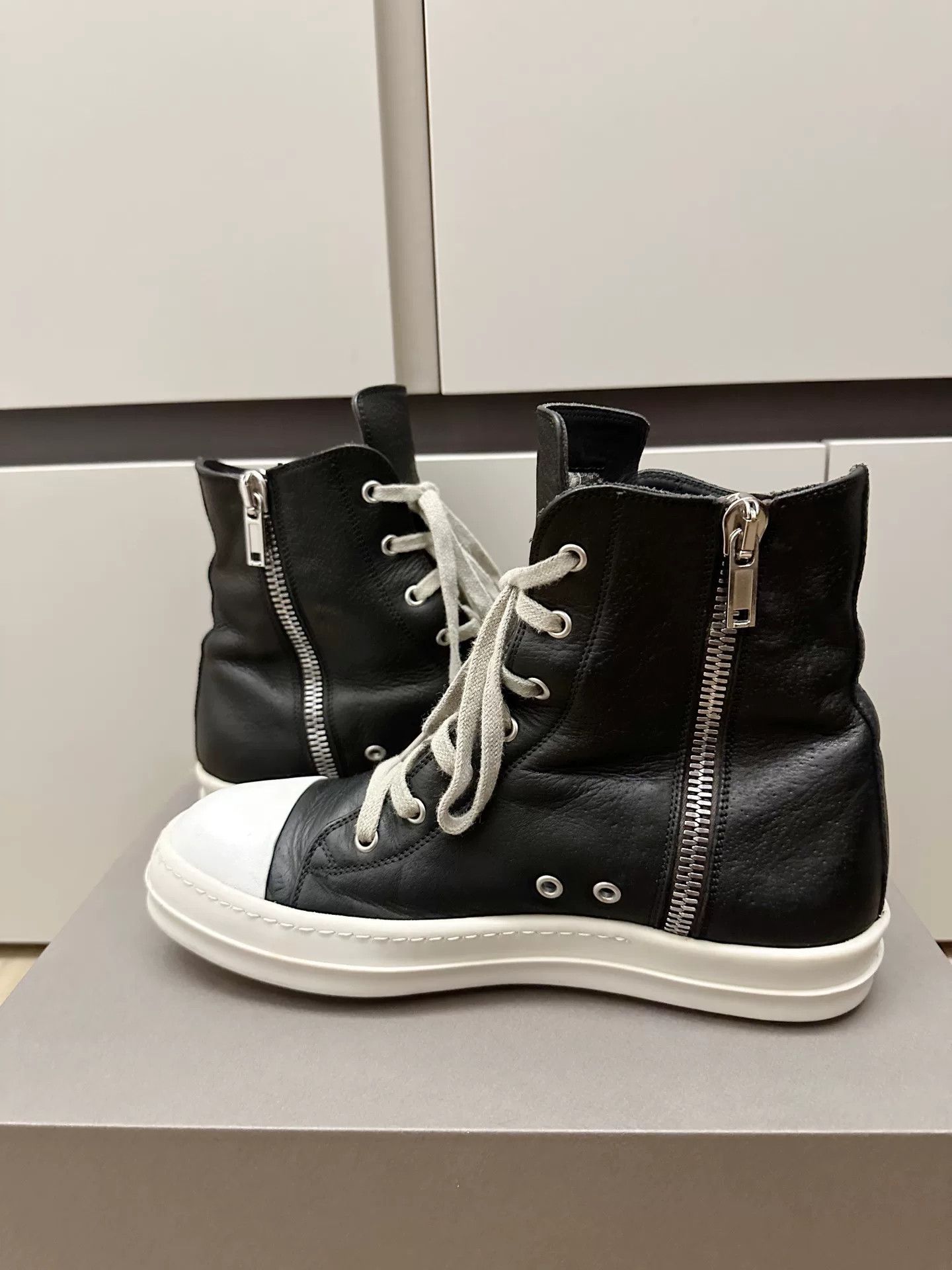 Rick Owens Ricki Owens RO High-Top Leather Zipper Sneakers Size US 7 / EU 40 - 5 Thumbnail