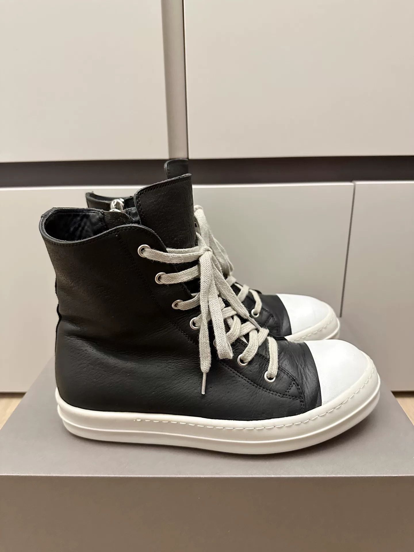 Rick Owens Ricki Owens RO High-Top Leather Zipper Sneakers Size US 7 / EU 40 - 3 Thumbnail