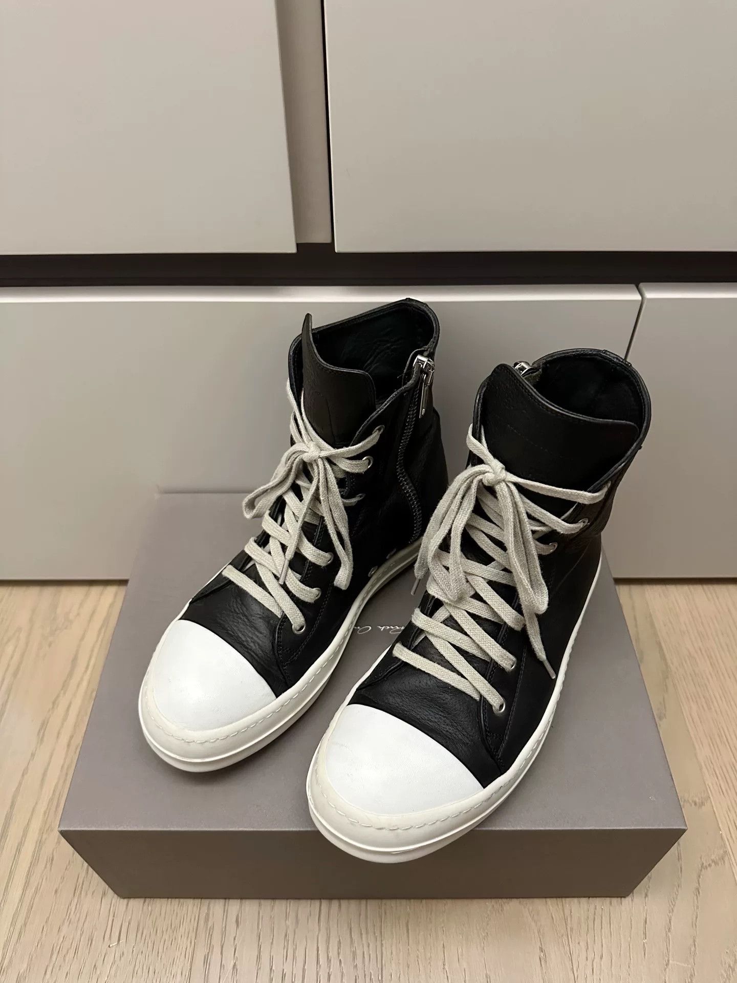 Rick Owens Ricki Owens RO High-Top Leather Zipper Sneakers Size US 7 / EU 40 - 2 Thumbnail