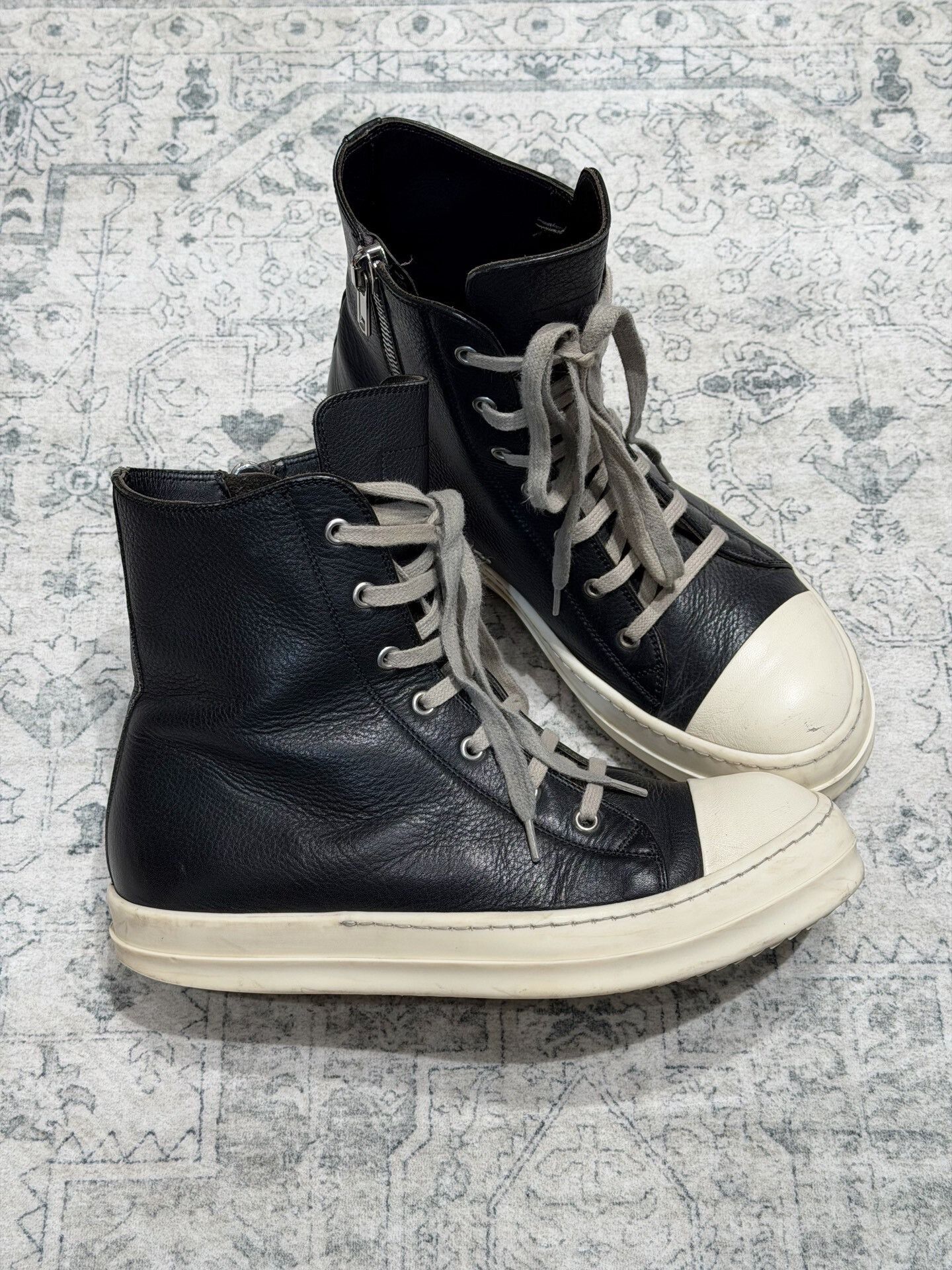 Rick Owens High-Top Leather Sneakers