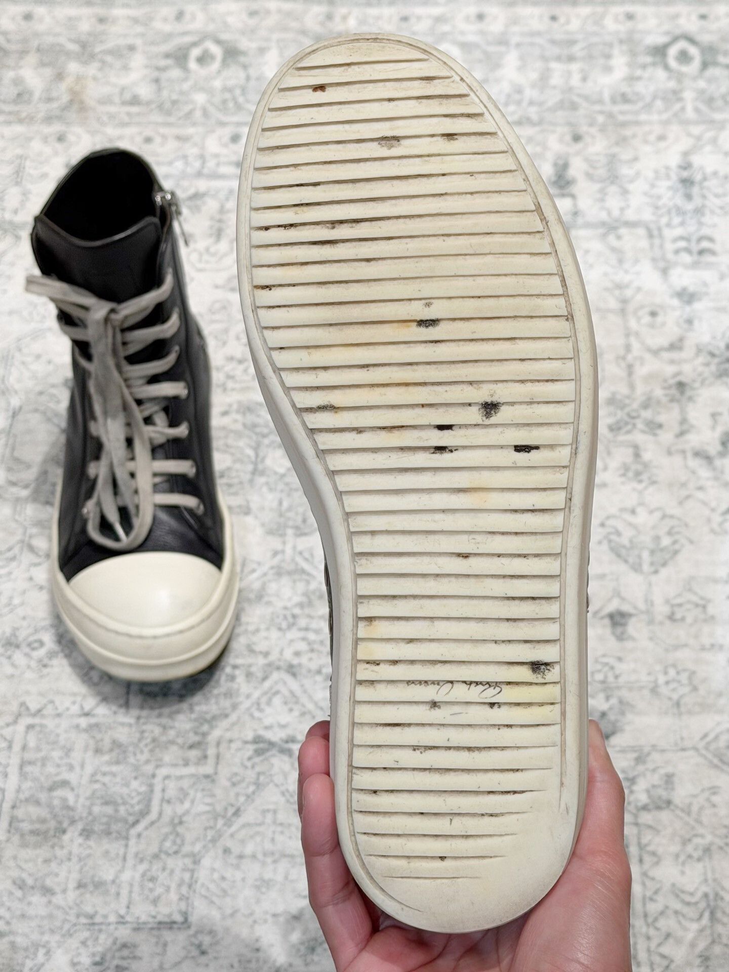 Rick Owens High-Top Leather Sneakers