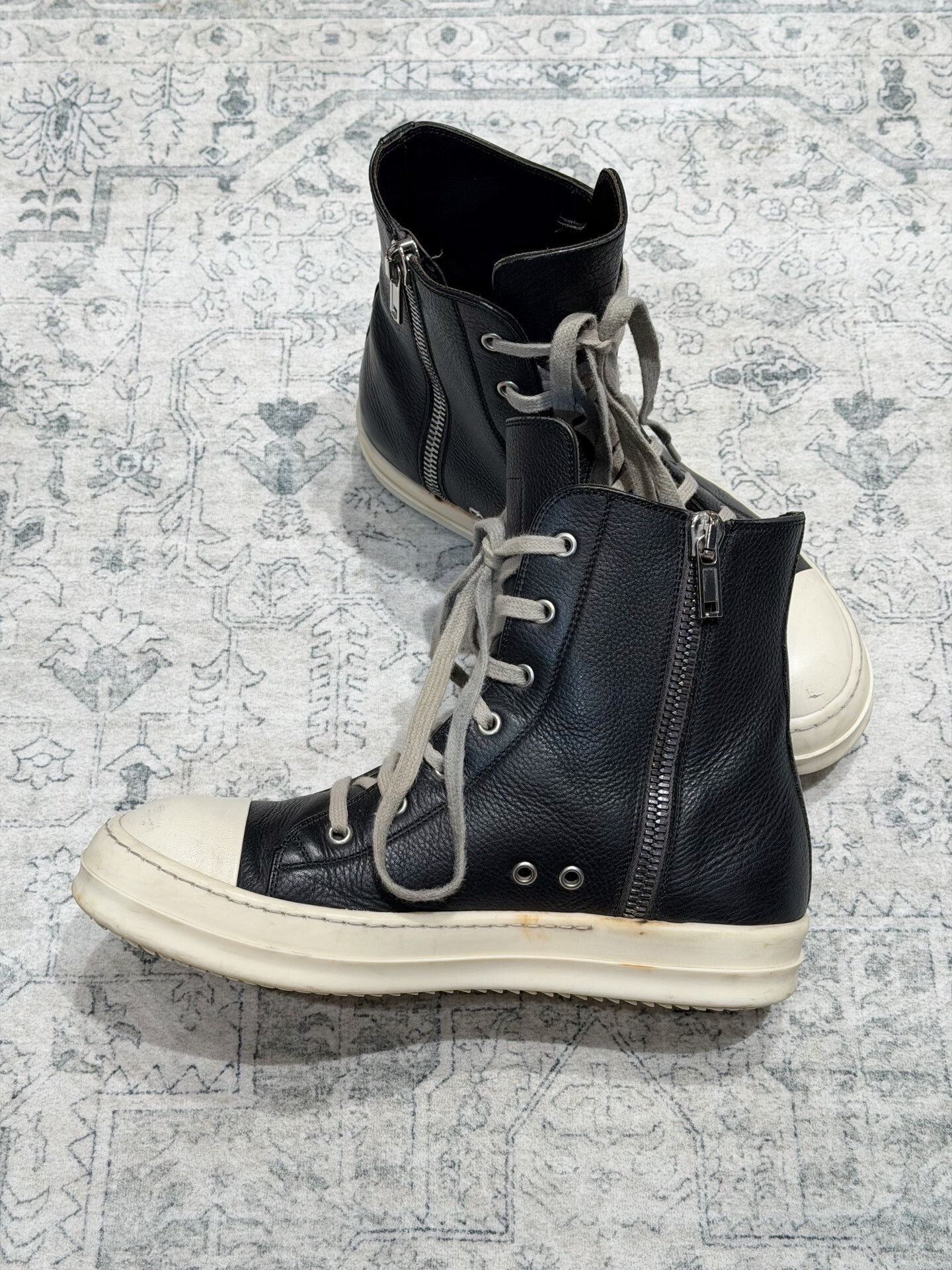 Rick Owens High-Top Leather Sneakers