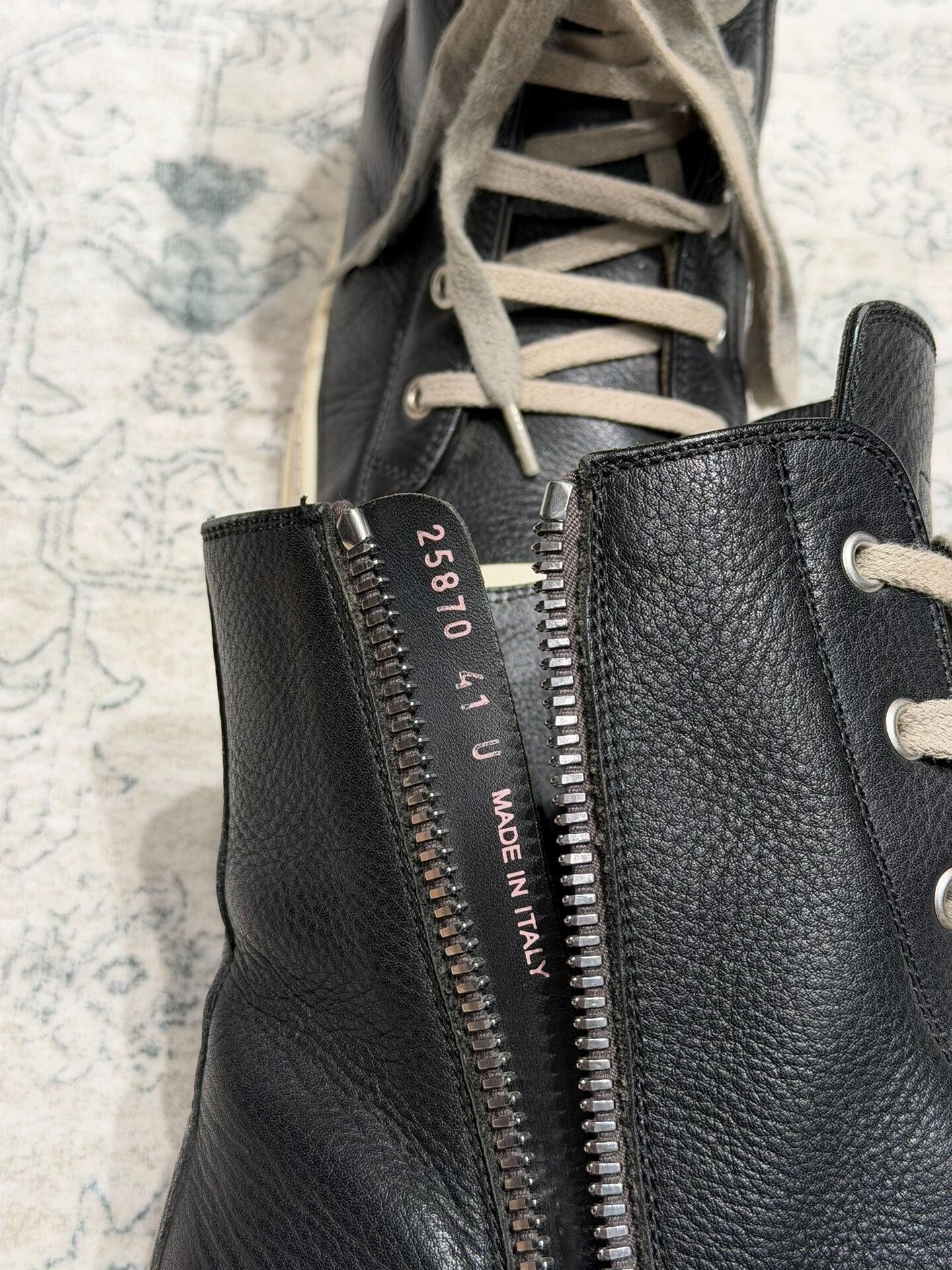 Rick Owens High-Top Leather Sneakers