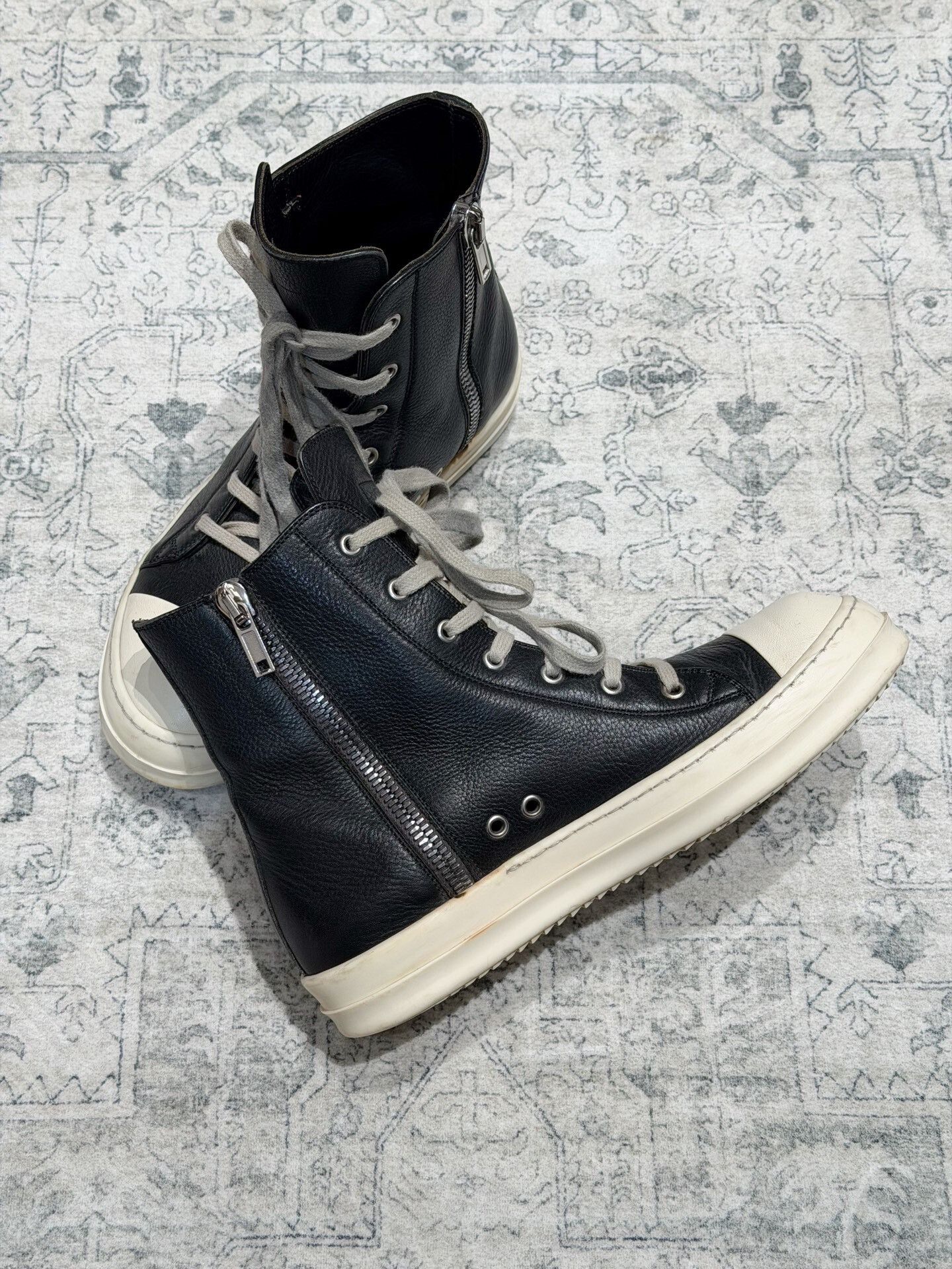 Rick Owens High-Top Leather Sneakers