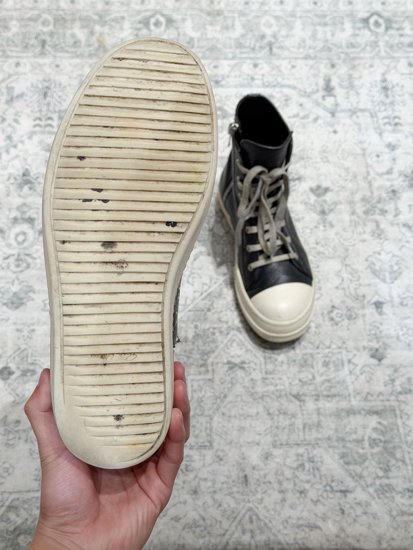 Rick Owens High-Top Leather Sneakers