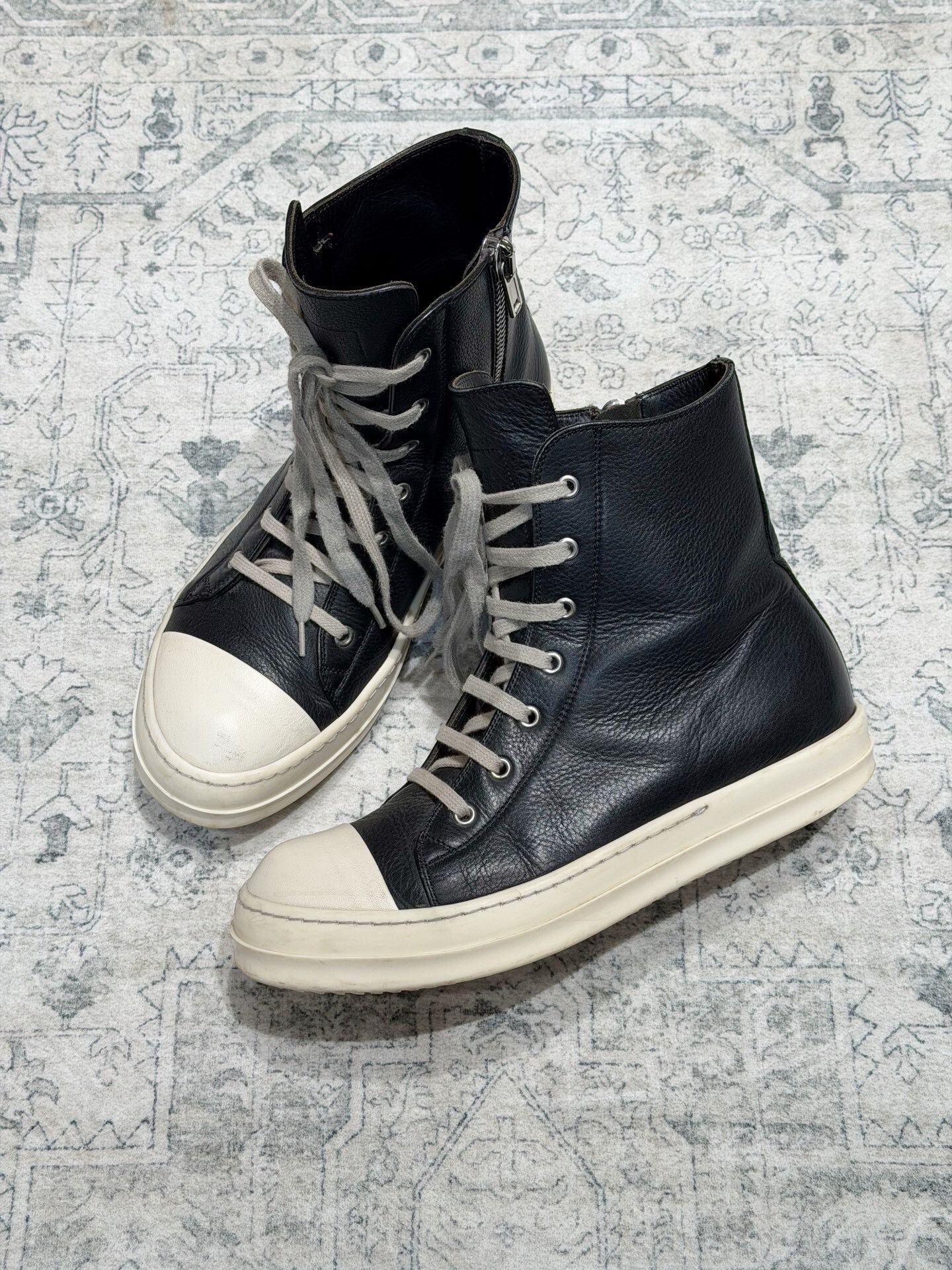 Rick Owens High-Top Leather Sneakers