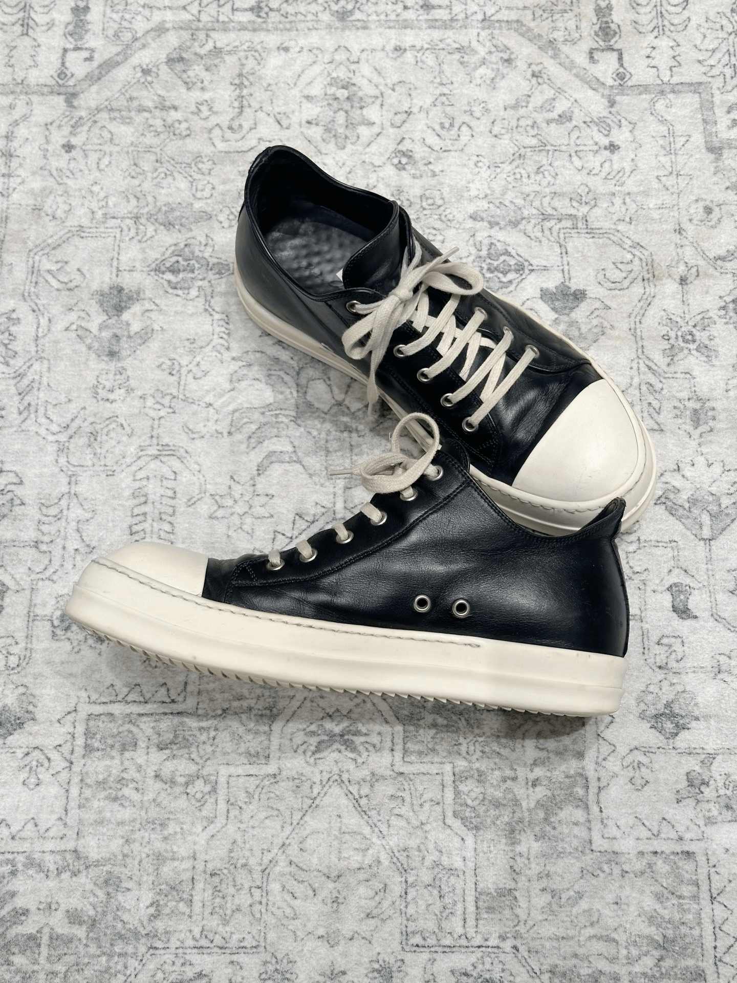 Rick Owens Rick Owens x Converse Low Top Leather Black White Size US 10 / EU 43 - 6 Thumbnail