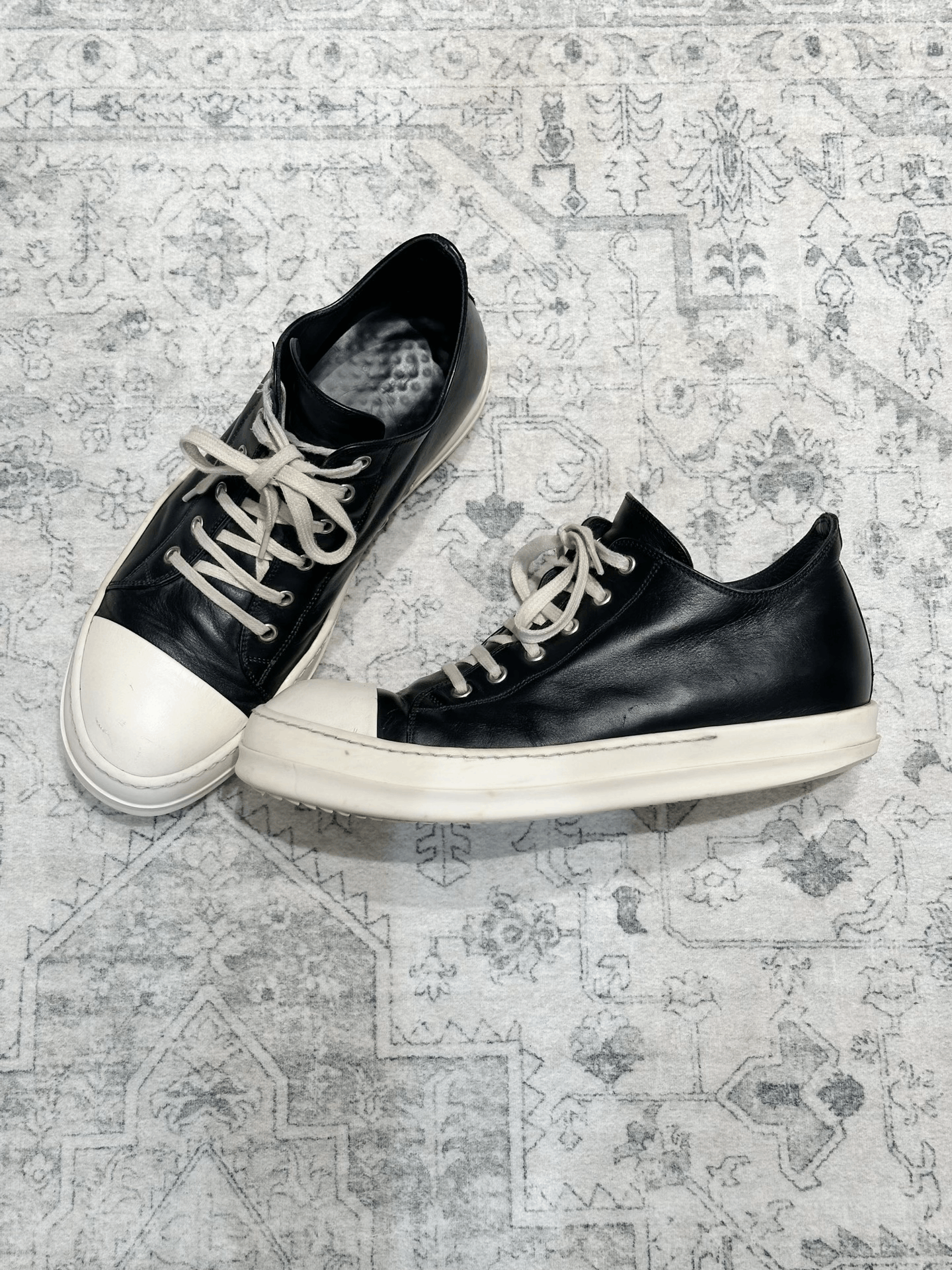 Rick Owens Rick Owens x Converse Low Top Leather Black White Size US 10 / EU 43 - 5 Thumbnail
