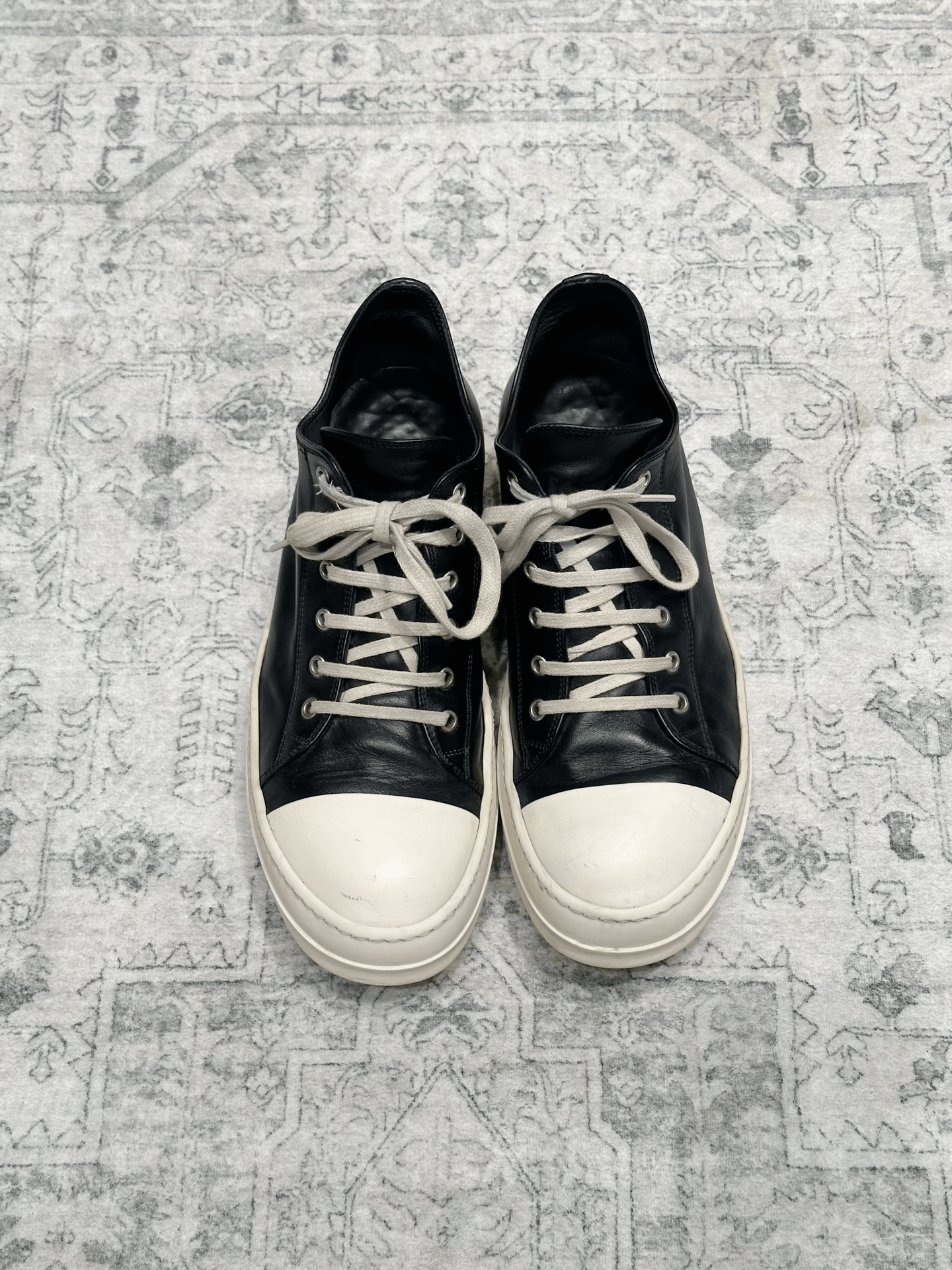 Rick Owens Rick Owens x Converse Low Top Leather Black White Size US 10 / EU 43 - 3 Thumbnail