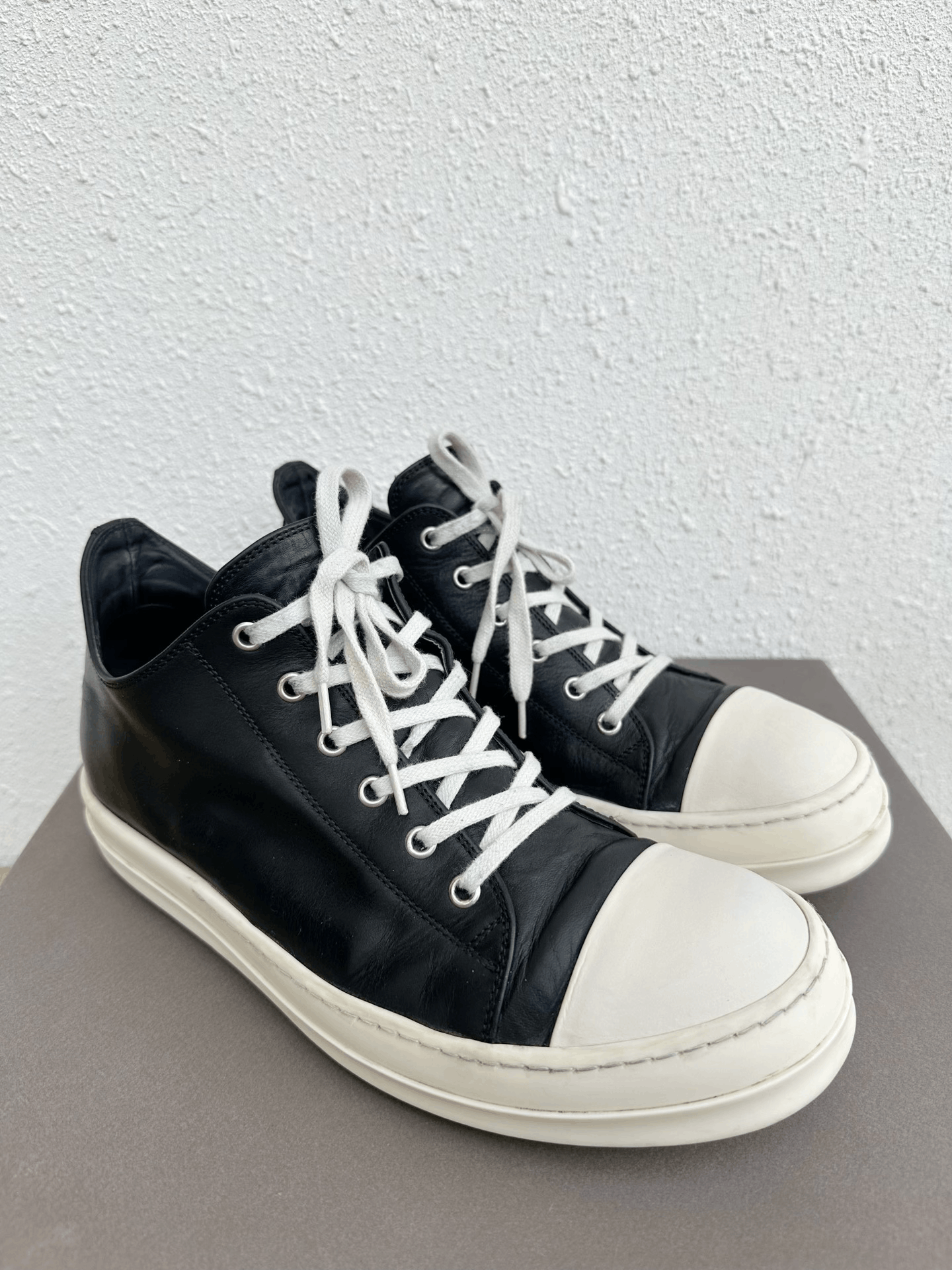Rick Owens Rick Owens Main Line Black White Leather Low-Top Size US 10 / EU 43 - 3 Thumbnail