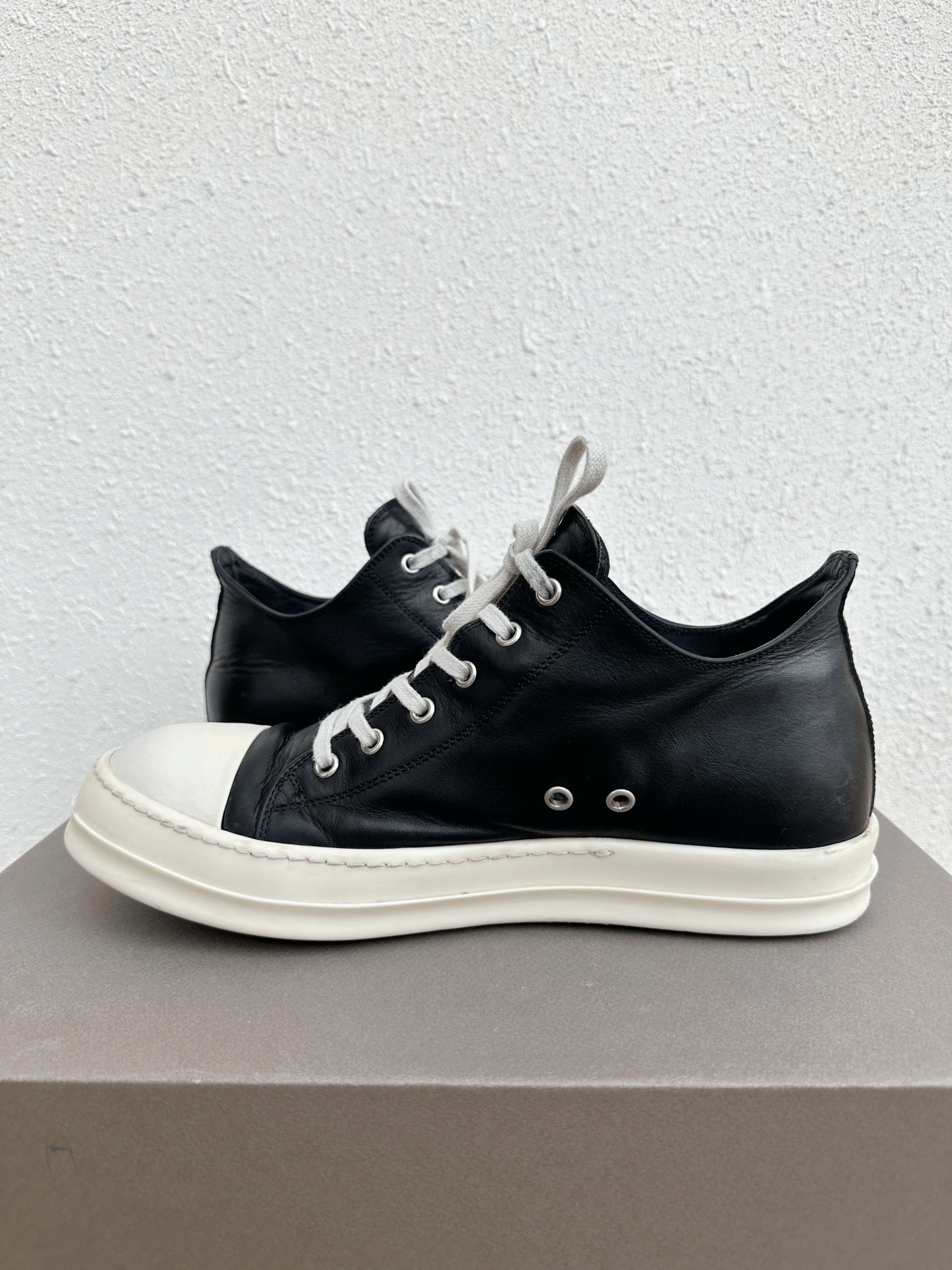 Rick Owens Rick Owens Main Line Black White Leather Low-Top Size US 10 / EU 43 - 5 Thumbnail