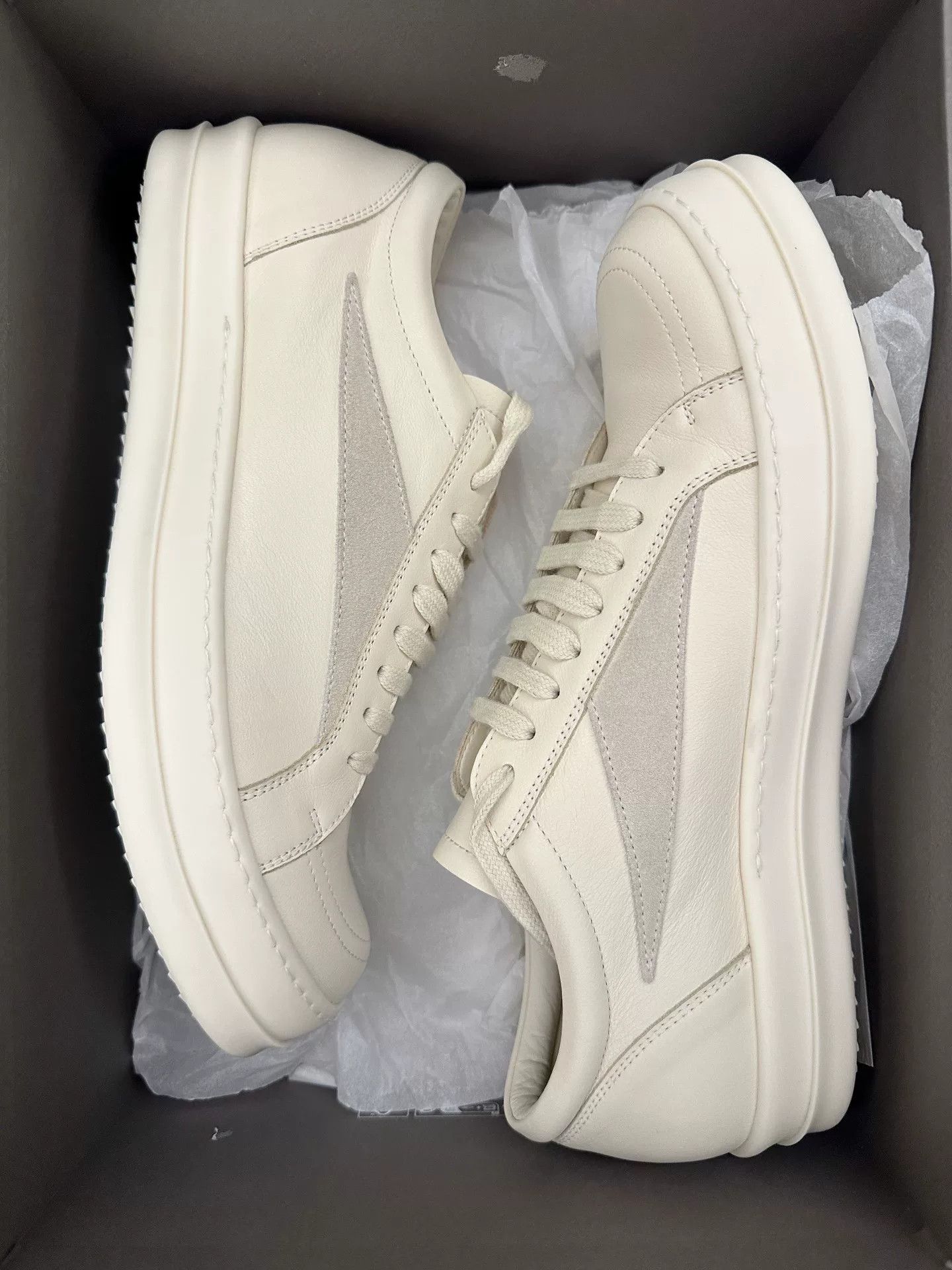 Rick Owens Rick Owens Milk White Low-Top Leather Sneakers Size US 10 / EU 43 - 6 Thumbnail