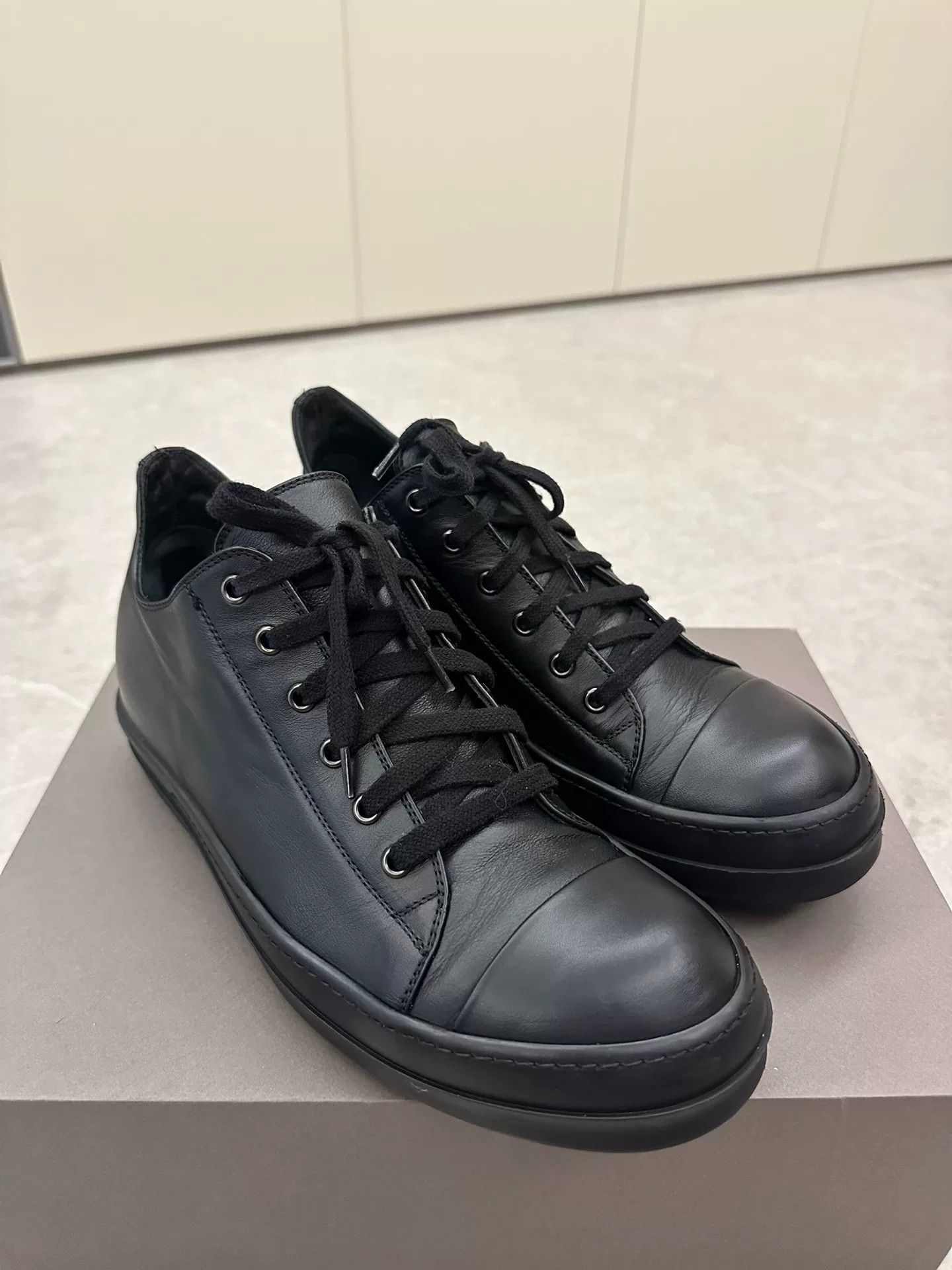 Rick Owens Rick Owens x Converse Black Leather Sneakers Size US 9 / EU 42 - 3 Thumbnail