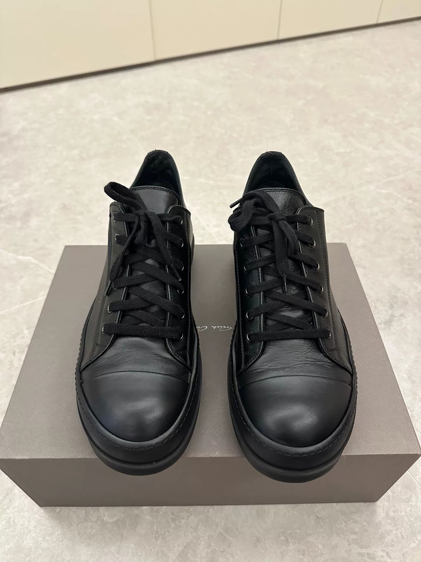 Rick Owens Rick Owens x Converse Black Leather Sneakers Size US 9 / EU 42 - 2 Thumbnail