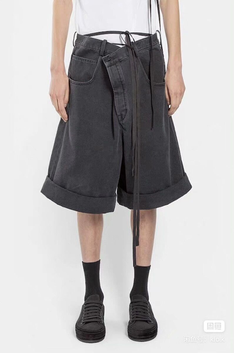 Ann Demeulemeester Ann Demeulemeester 22 Runway Ribbon Black Denim Shorts Size US 30 / EU 46 - 2 Thumbnail