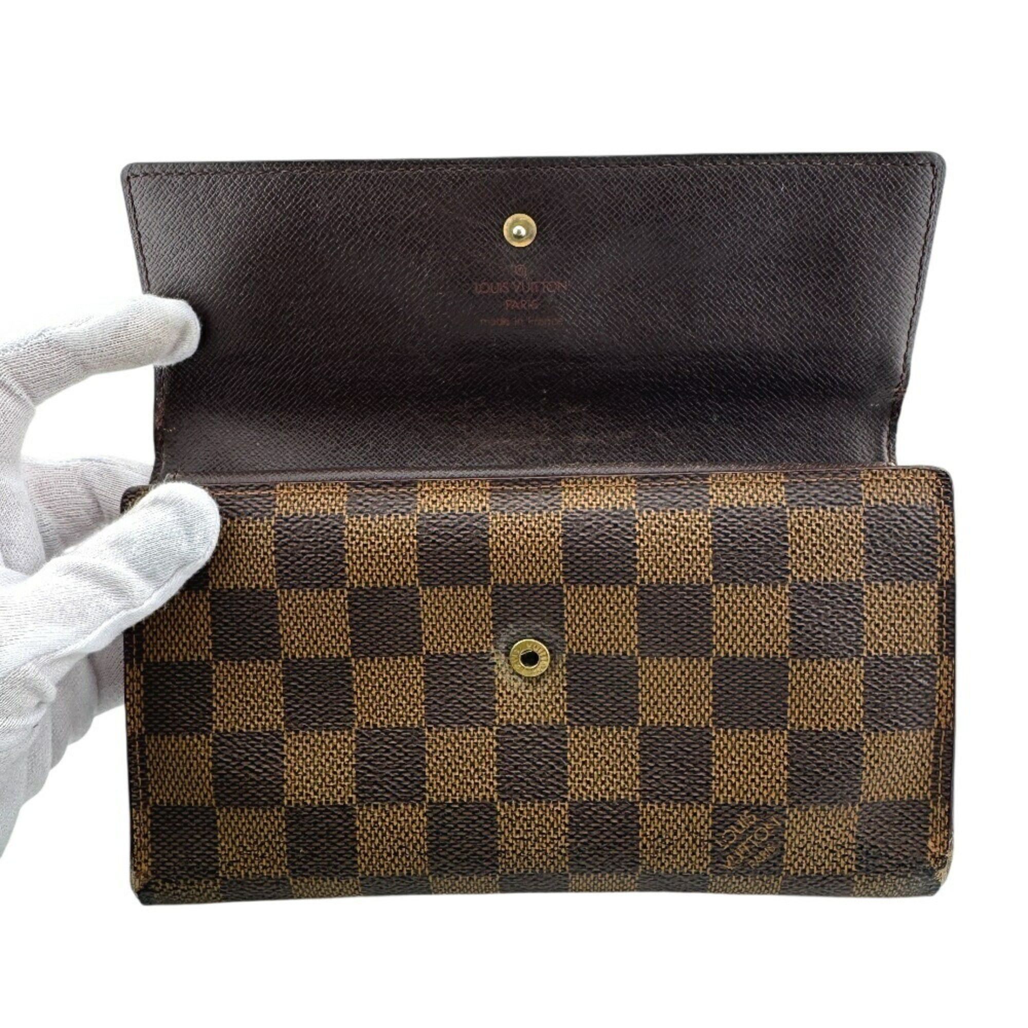 Louis Vuitton LOUIS VUITTON N61215 Porte Tresor International Tri-fold Damier Long Wallet, Brown, Unisex Size ONE SIZE - 7 Thumbnail