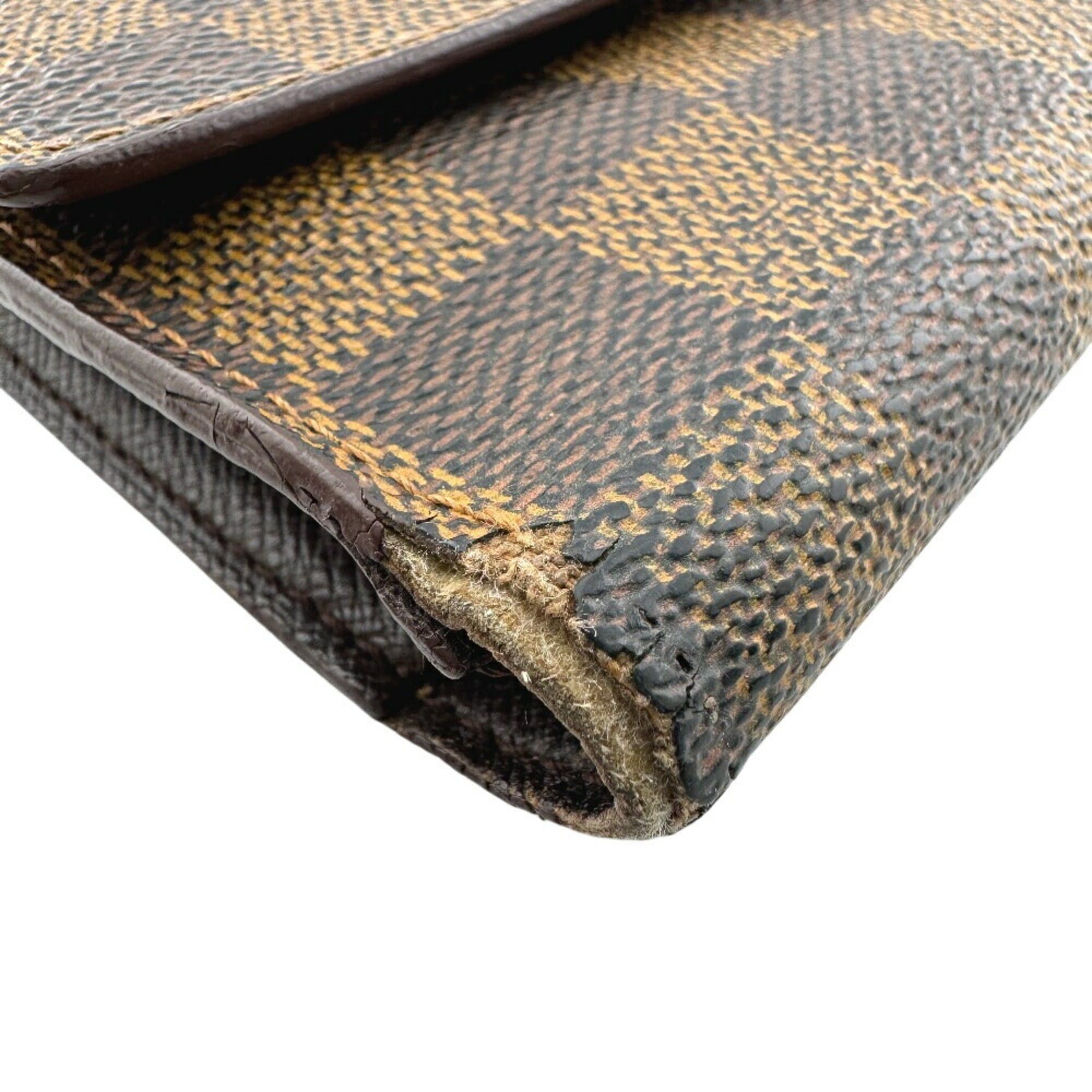 Louis Vuitton LOUIS VUITTON N61215 Porte Tresor International Tri-fold Damier Long Wallet, Brown, Unisex Size ONE SIZE - 3 Thumbnail