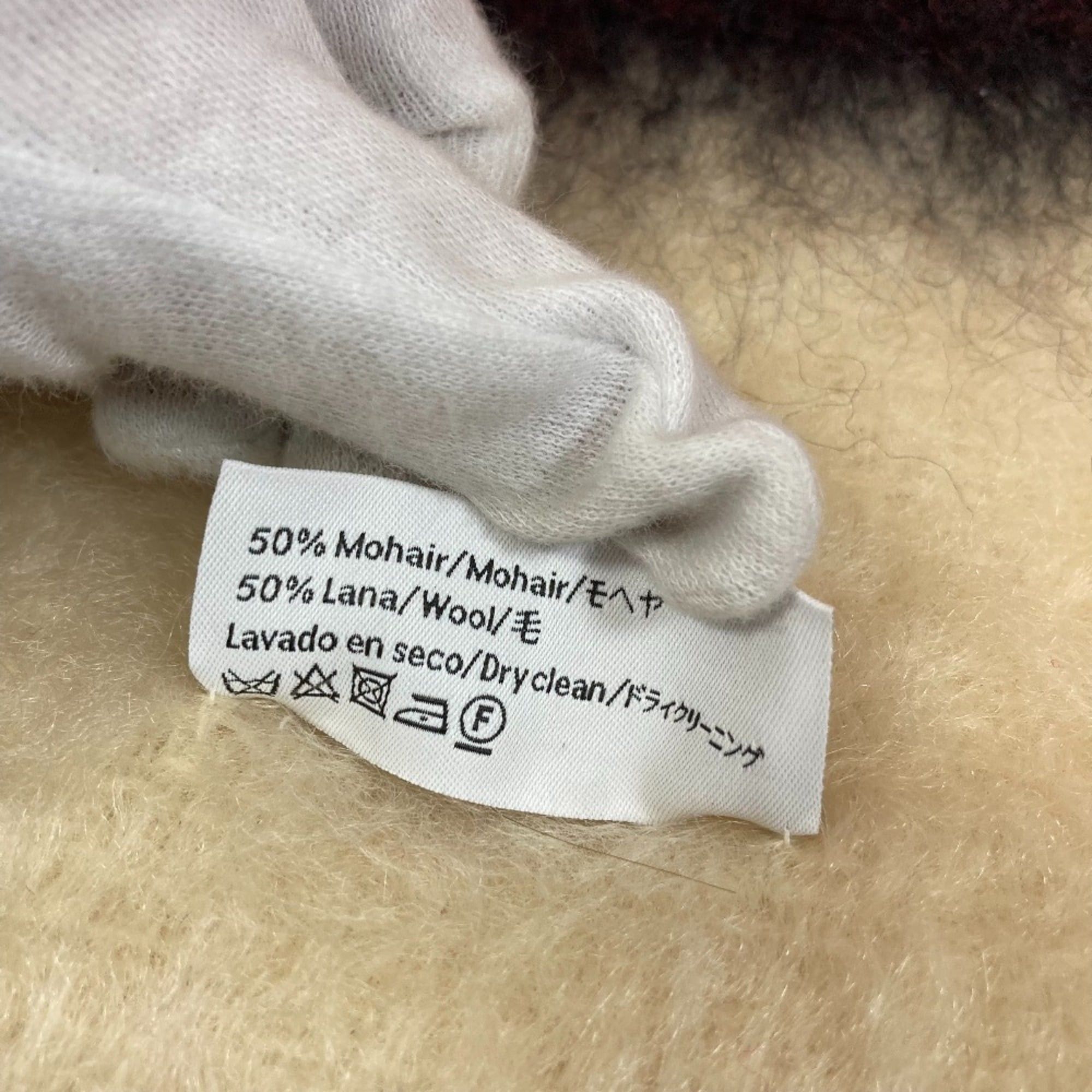 Loewe LOEWE Anagram Leather Patch Wool Mohair Shaggy Scarf Red Women's Luxs Pre-owned Brands Size ONE SIZE - 6 Thumbnail