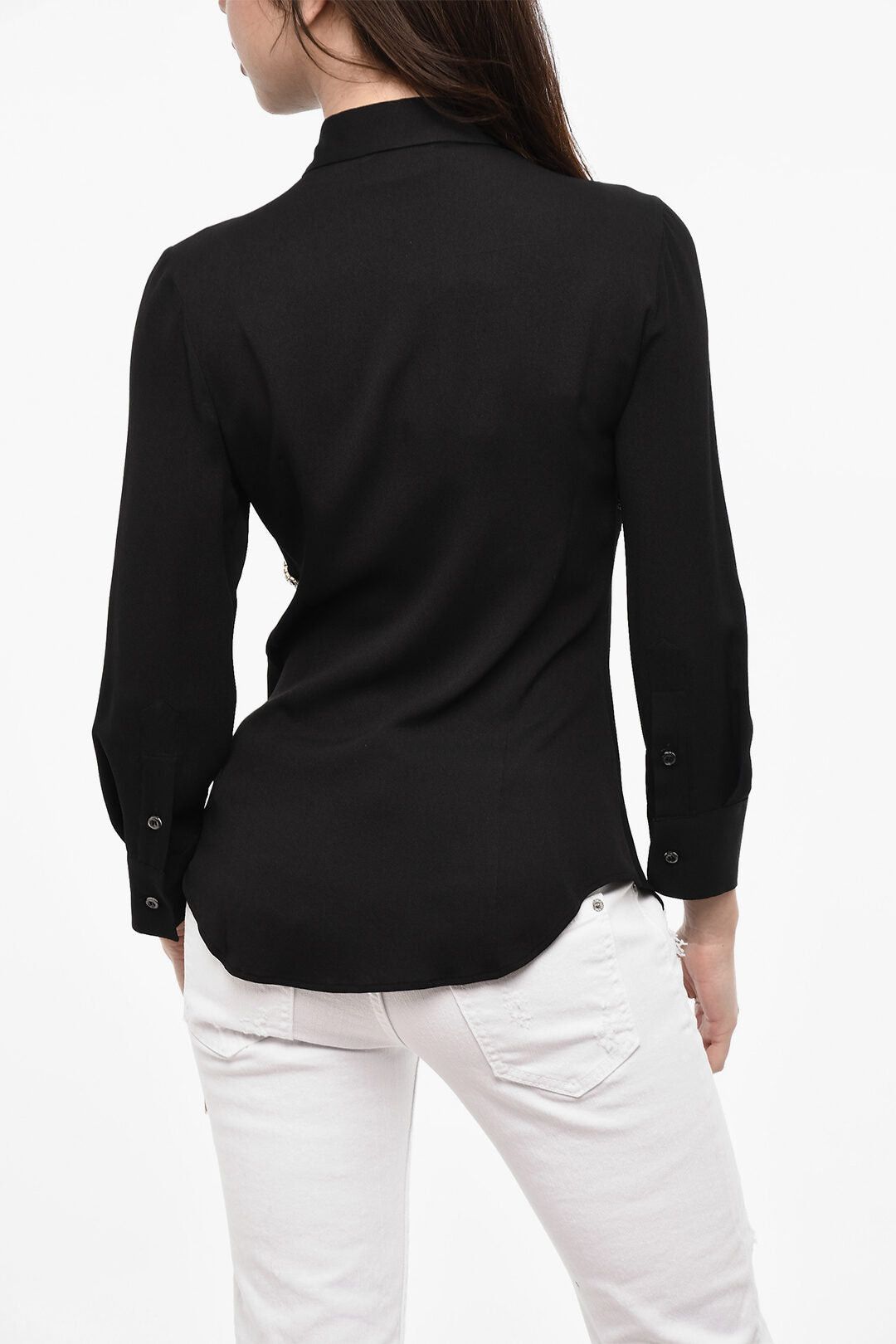 Dsquared2 Sheer Silk-Blend Blouse With Jewelry Size XS / US 0-2 / IT 36-38 - 2 Thumbnail