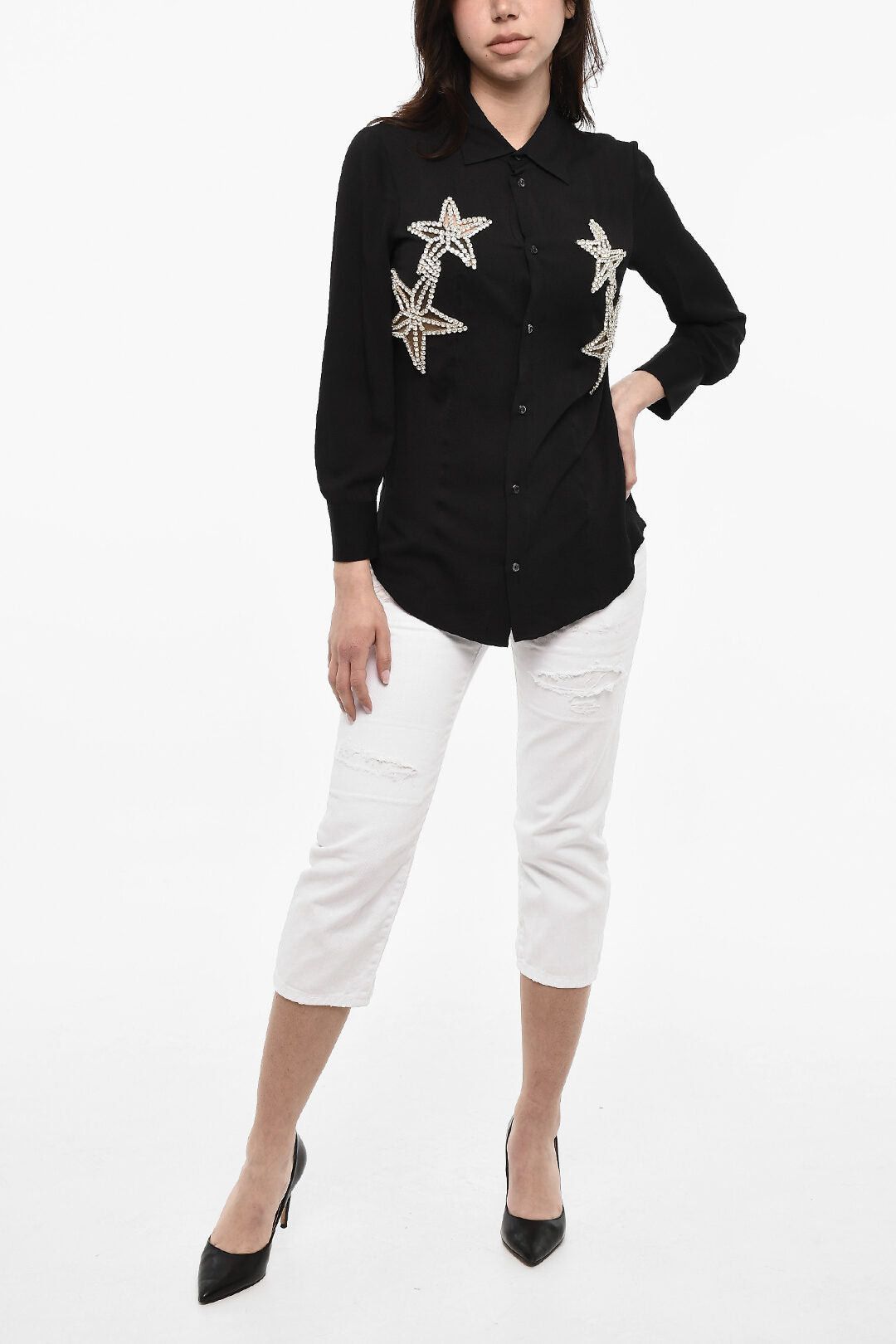 Dsquared2 Sheer Silk-Blend Blouse With Jewelry Size XS / US 0-2 / IT 36-38 - 4 Thumbnail