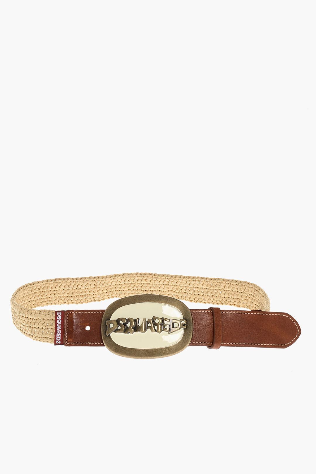 Raffia Belt with Enamel Buckle 40mm