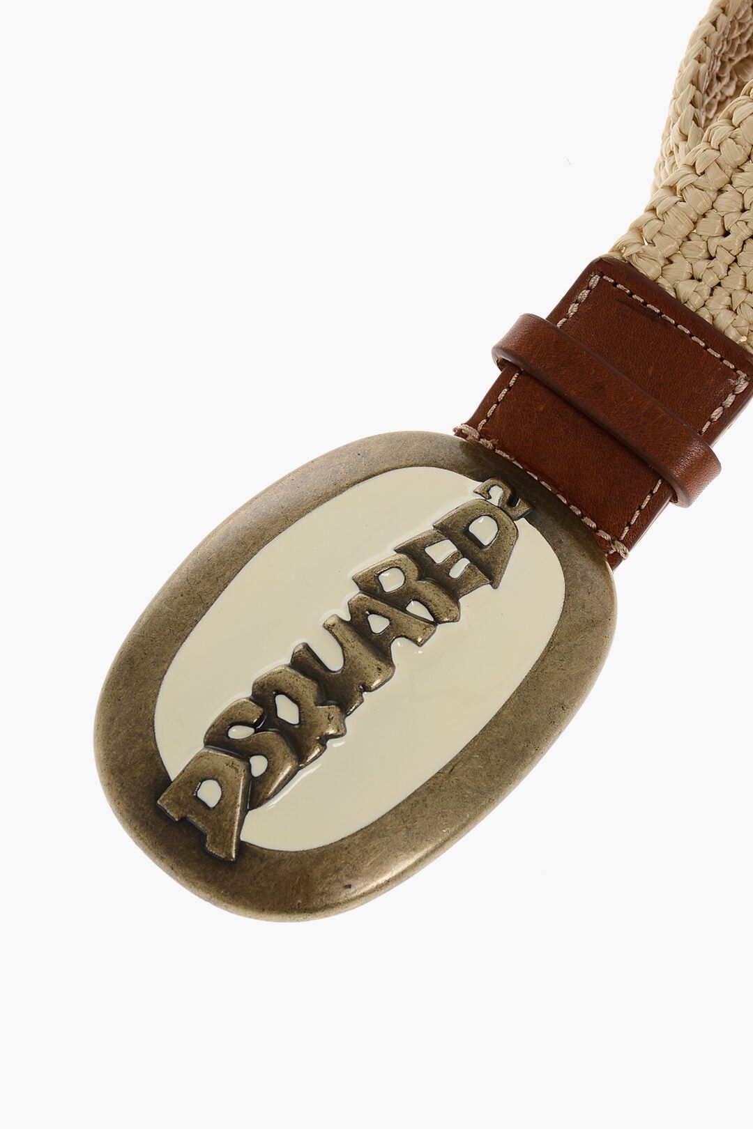 Raffia Belt with Enamel Buckle 40mm
