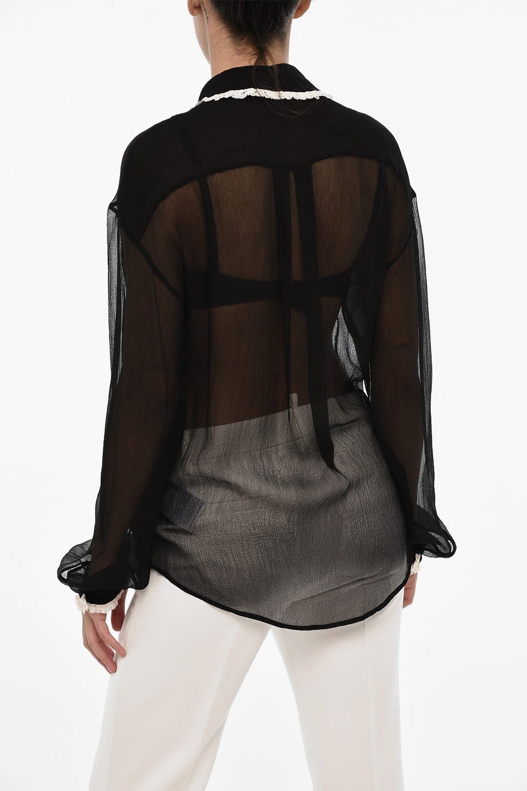 Dsquared2 Sheer Silk Blouse with Ruched Neck Size M / US 6-8 / IT 42-44 - 2 Thumbnail