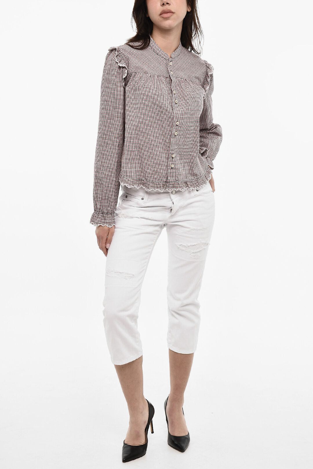 Dsquared2 Checked Shirt With Ruffles Size XS / US 0-2 / IT 36-38 - 4 Thumbnail