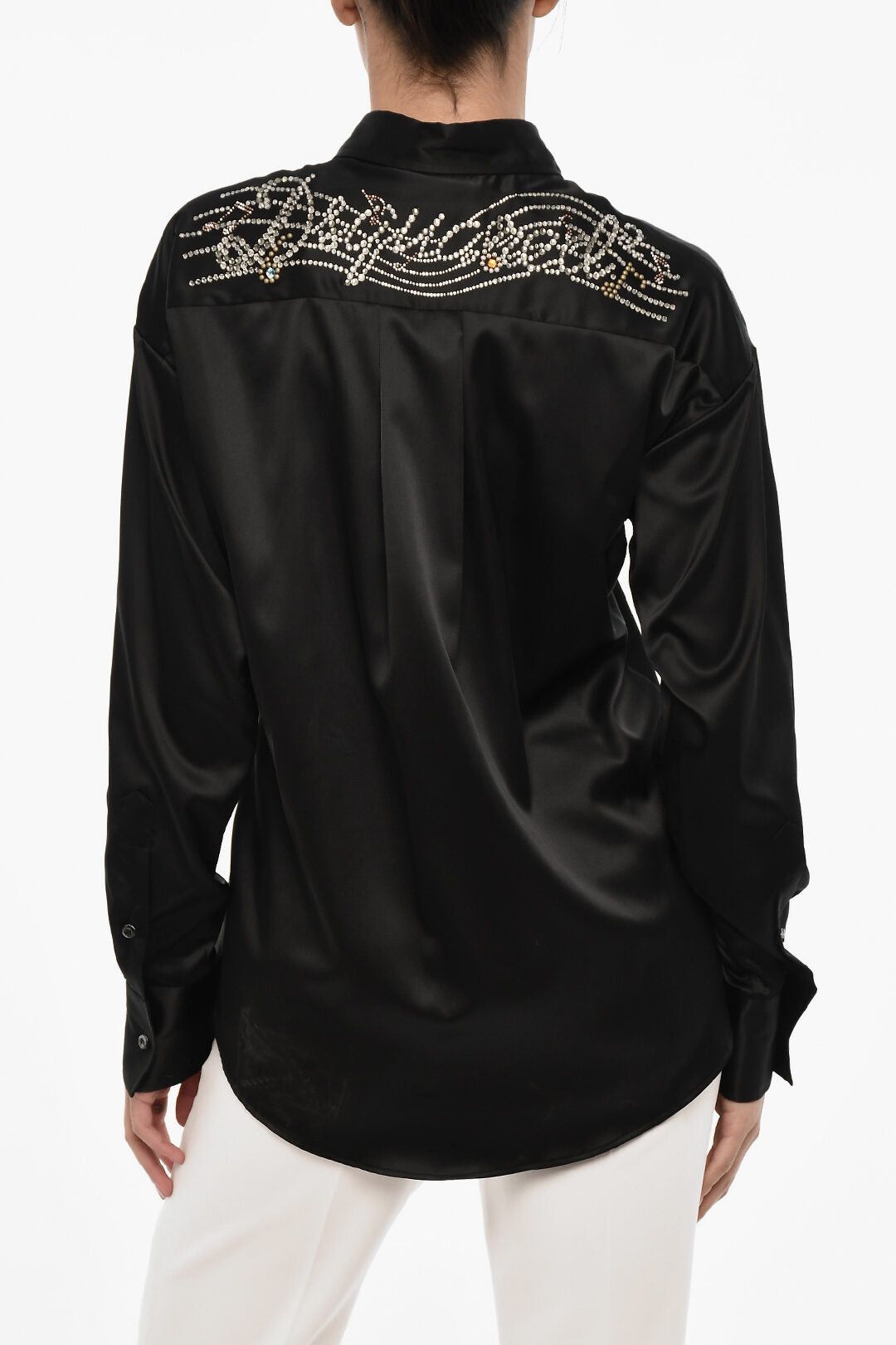 Dsquared2 Solid-Color Satin Blouse With Jewelry On The Back Size XS / US 0-2 / IT 36-38 - 2 Thumbnail