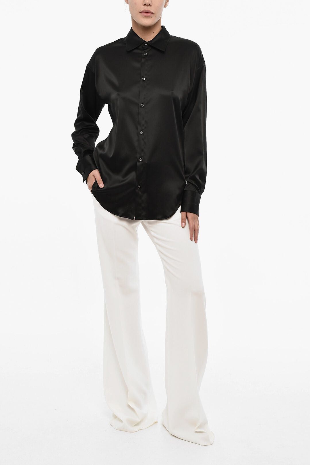 Dsquared2 Solid-Color Satin Blouse With Jewelry On The Back Size XS / US 0-2 / IT 36-38 - 5 Thumbnail