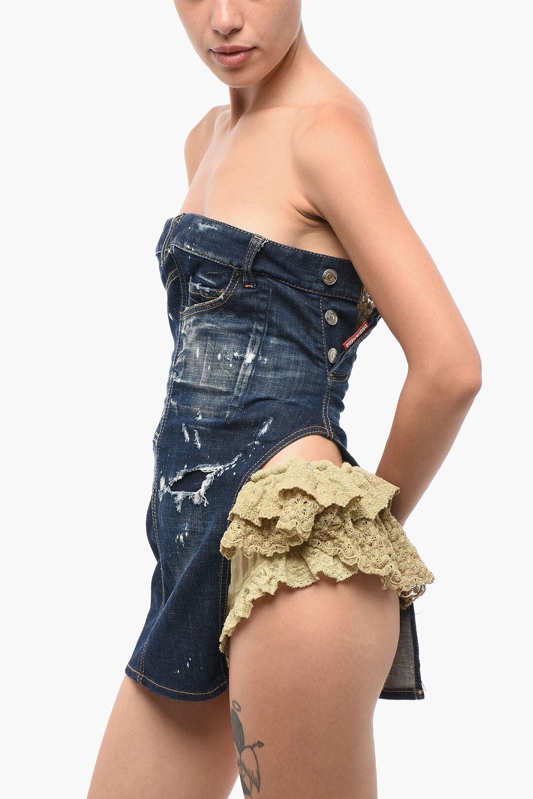 Dsquared2 Denim Mini Dress with Dark Wash Size M / US 6-8 / IT 42-44 - 3 Thumbnail