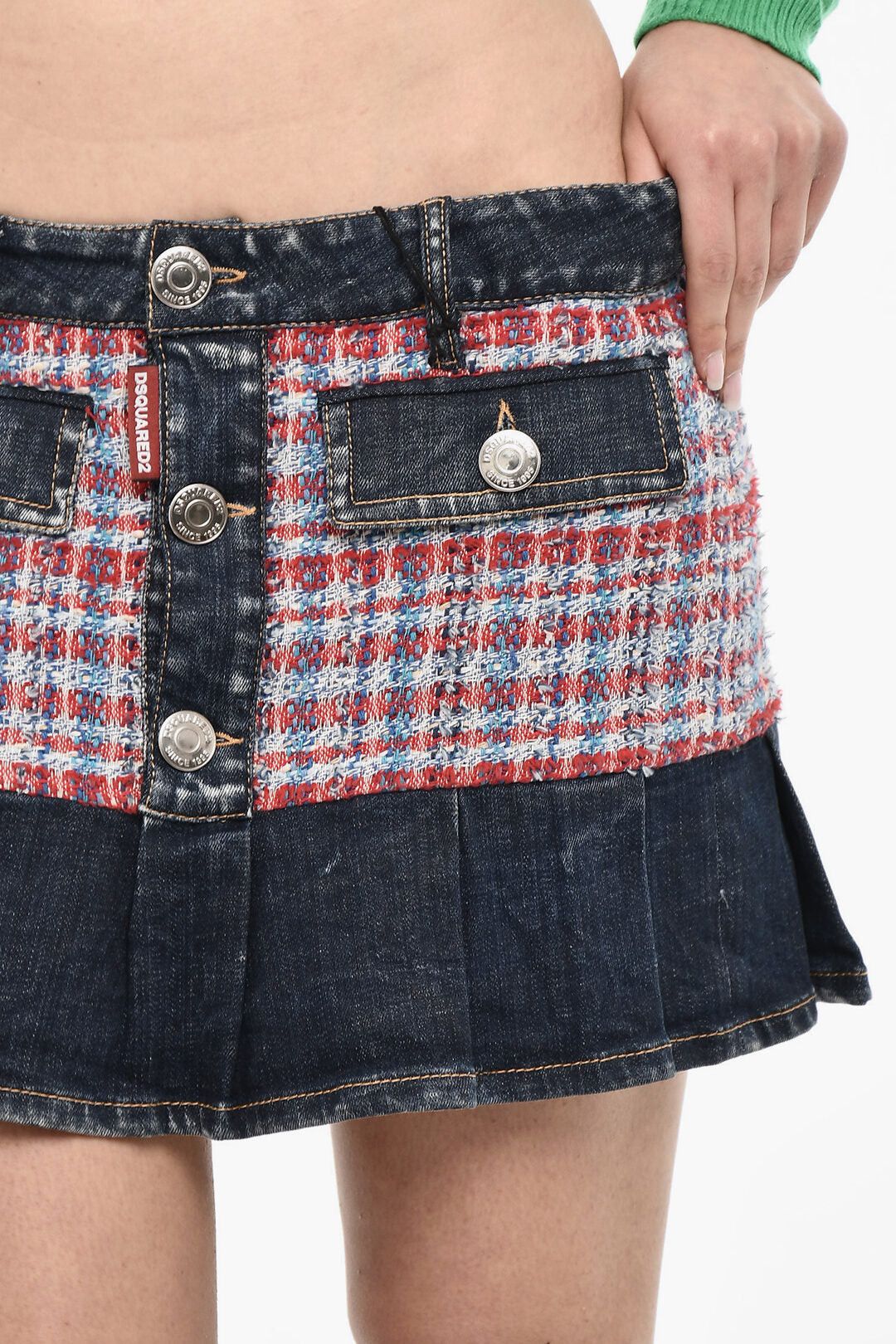 Dsquared2 Double-Fabric Miniskirt with Pleats Size 26" / US 2 / IT 38 - 3 Thumbnail