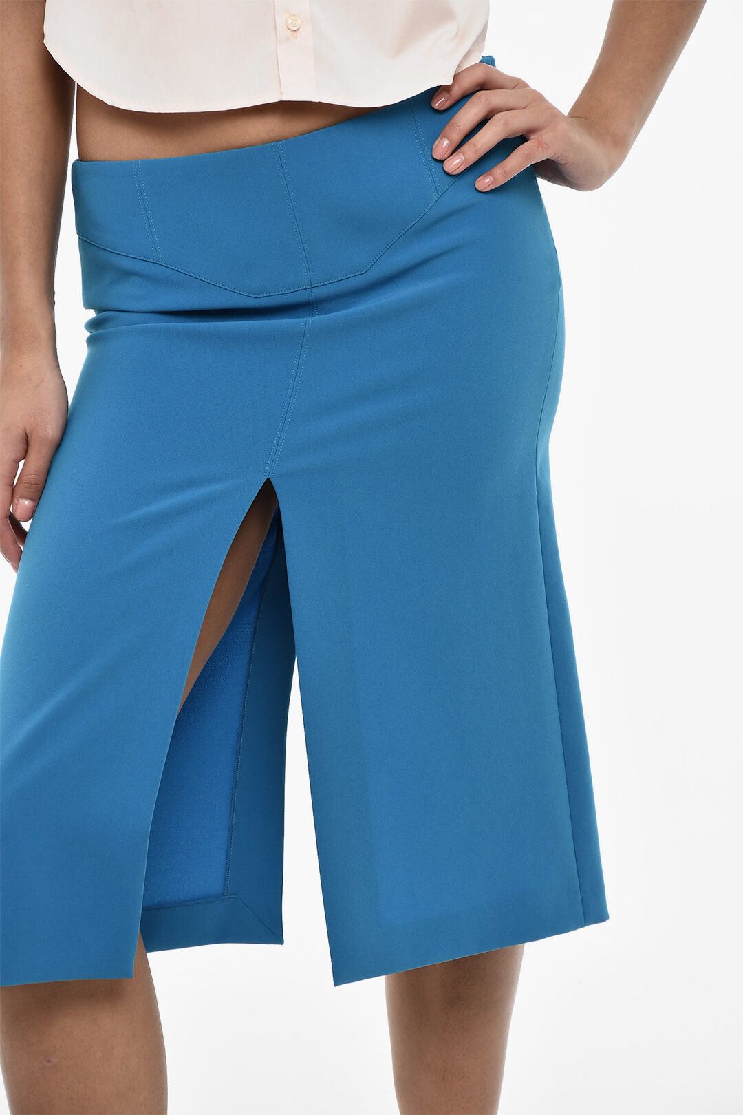 Dsquared2 Solid-Color Regular-Waist Longuette with Front Slit Size XS / US 0-2 / IT 36-38 - 3 Thumbnail