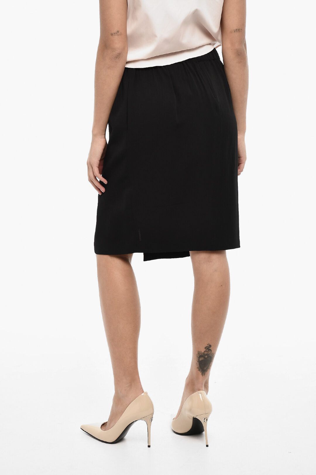 Dsquared2 Leather-Belted Solid-Color Midi Skirt with Front Slit Size XS / US 0-2 / IT 36-38 - 2 Thumbnail